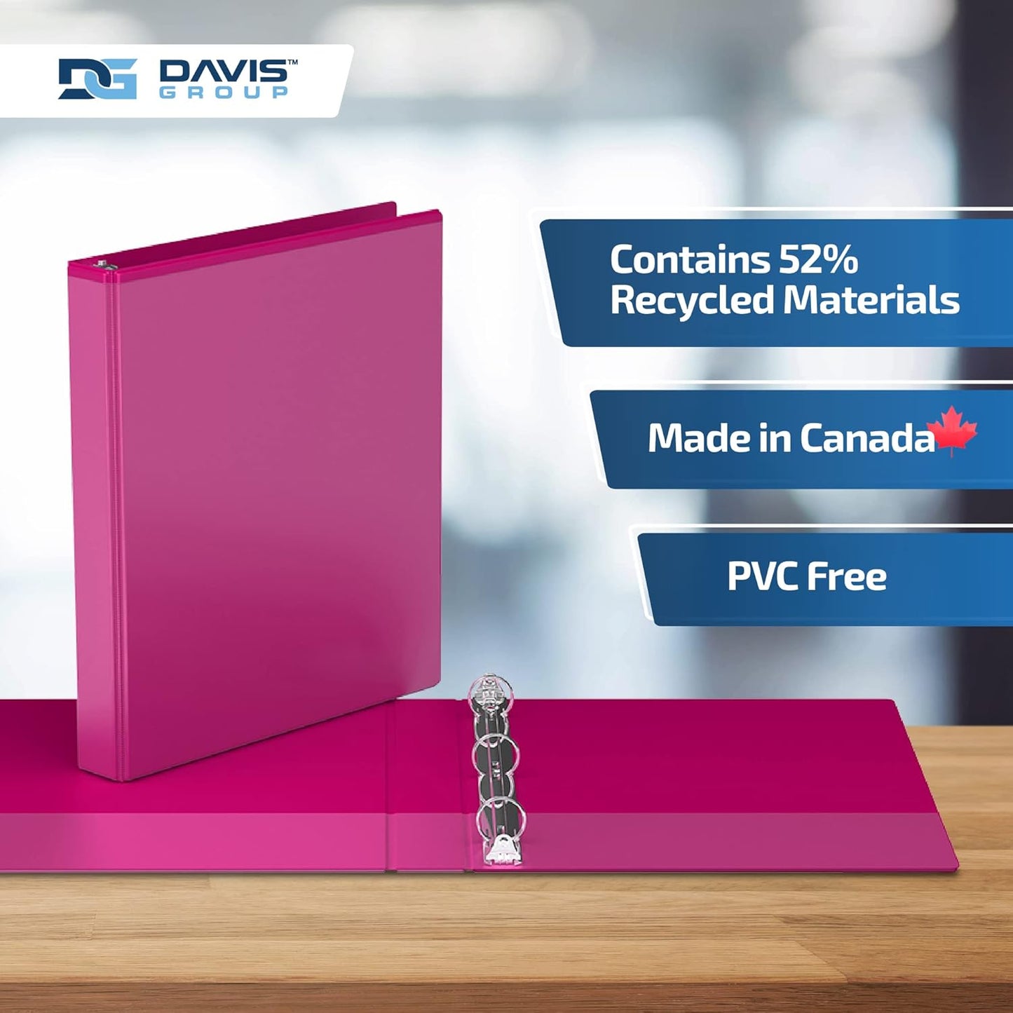 Easyview Premium 3-Ring Binders with Clear-View Covers and Round Rings, Binders for School or Office, 1 Inch, Pack of 6, Pink