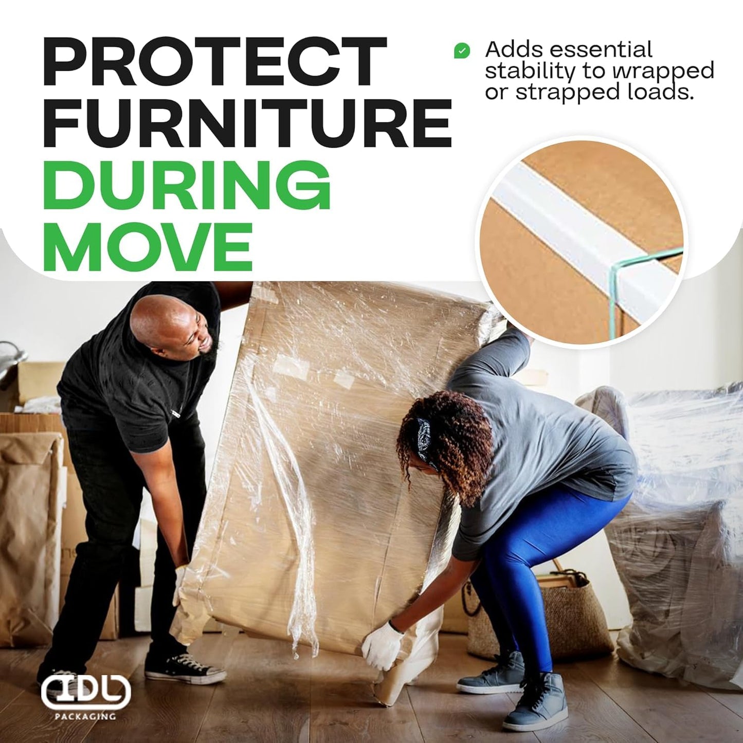 IDL Packaging Cardboard Edge Protectors 2" x 2" x 48", Full Pallet of 2800 pc, Black - V-Board Reinforced Corner Protectors - Regular-Duty Cardboard Corners for Shipping