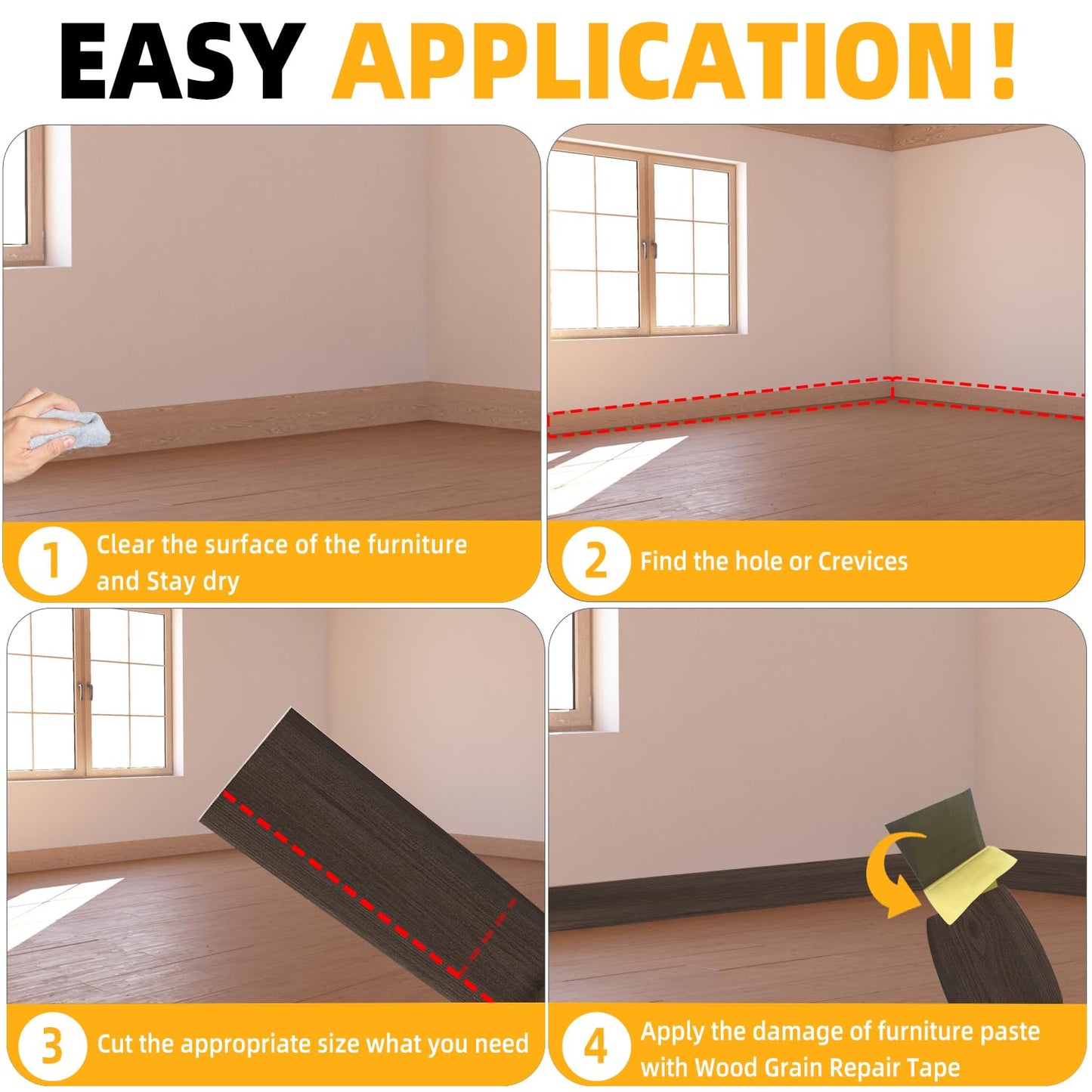 GSCIT Club Red Walnut Wallpaper, 15.7 inch X 25ft Self Adhesive Wood Grain Repair Tape Patch for Tables, Chairs, Baseboards, Doors, Windows, Floors, Handicraft DIY.