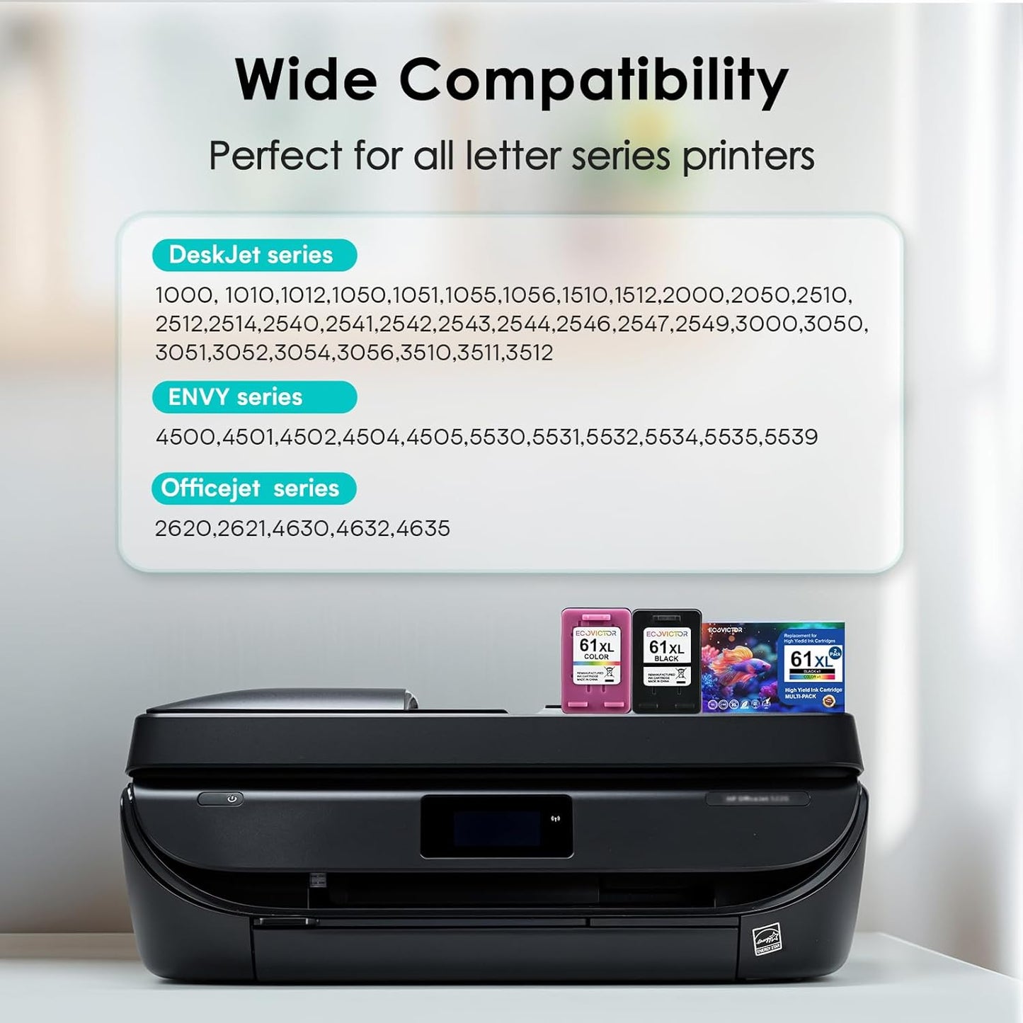 61XL Ink Cartridge Replacement for HP 61 XL (Black Color Combo Pack) for HP61 HP61XL for 4500 5530 4630 2540 4502 2542 4635 5535 4501 3050 2541 3510 2620 2514 3512 1000 1010 1510 Printers