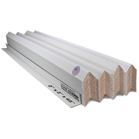 IDL Packaging - CEP-48 Cardboard Edge Protector 2” X 2” X 48”, Pack of 100 – V-Board Reinforced Cardboard Corners for Shipping – White Kraft Cardboard Corners for Packing – Moving Corner Protectors