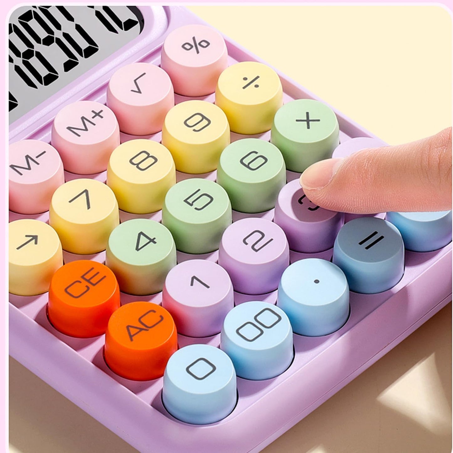 Colorful Calculator, Candy-Colored Electronic Desktop Calculators with 12Digit Large LCD Display and Big Round Buttons, Typewriter-Inspired Mechanical Key Calculator for Office,School, Home, Business