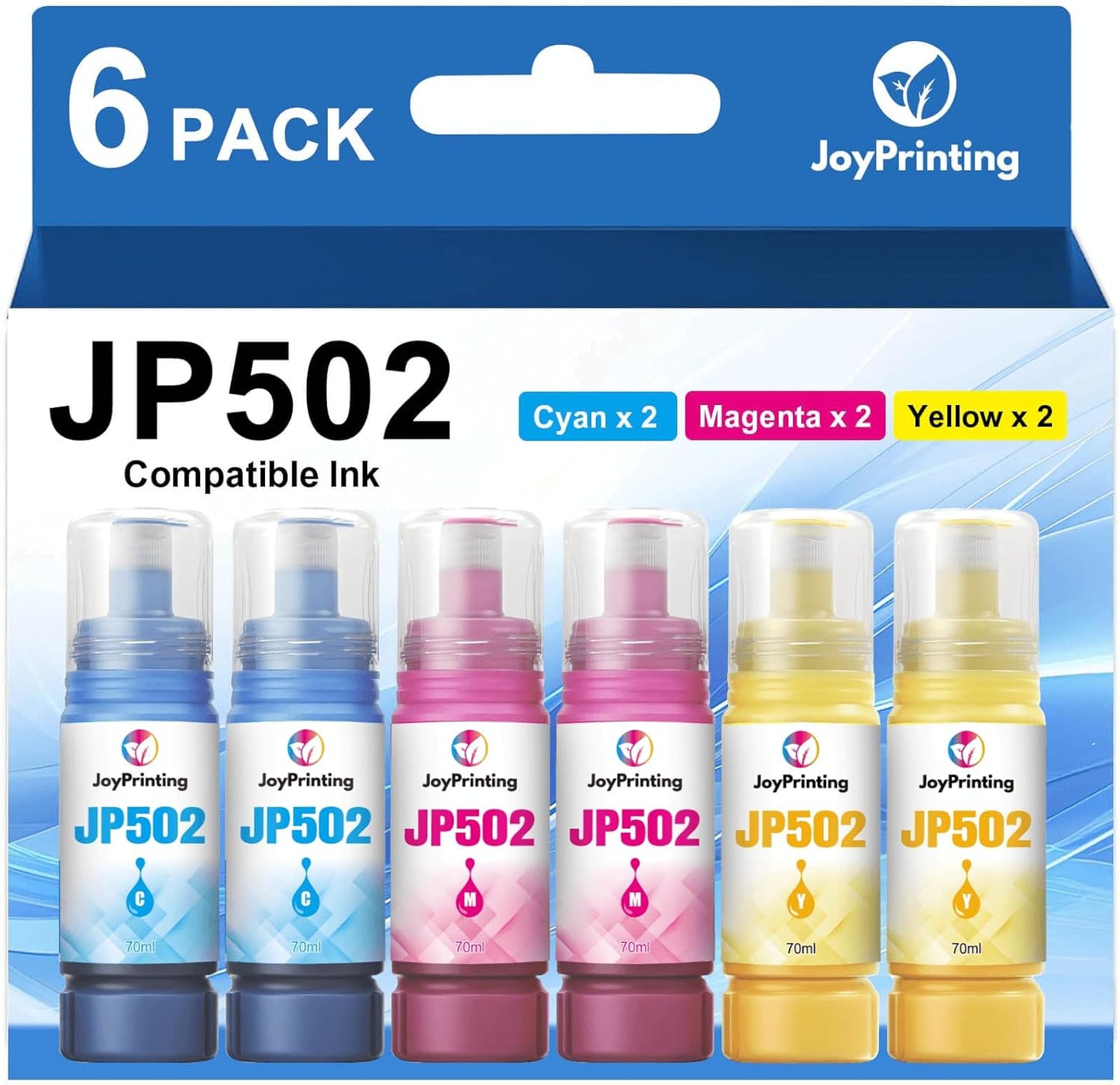 502 Ink Bottles Compatible 502 Color Ink Refill Bottles Work for ET-2850 ET-3850 ET-4850 ET-2760 ET-3760 ET-4760 ET-3750 ET-4750 ET-3830 ET-15000 Printers (2C 2M 2Y 420 ml)