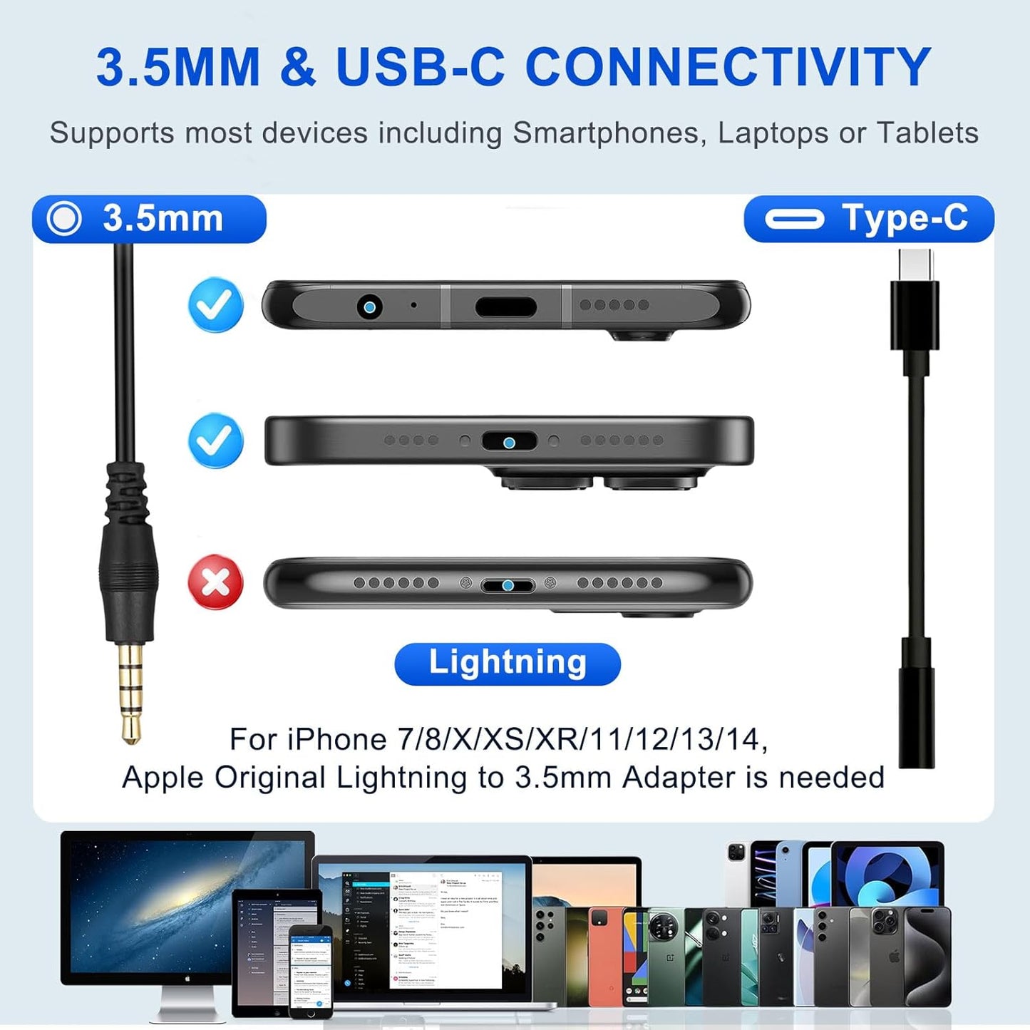 Callez Wired Computer Headset, 3.5mm Cell Phone Headset with Mic Noise Cancelling, USB-C Headphone for PC Laptop Mac iPhone Samsung Zoom Teams Call Center Home Office Work, in-line Controls