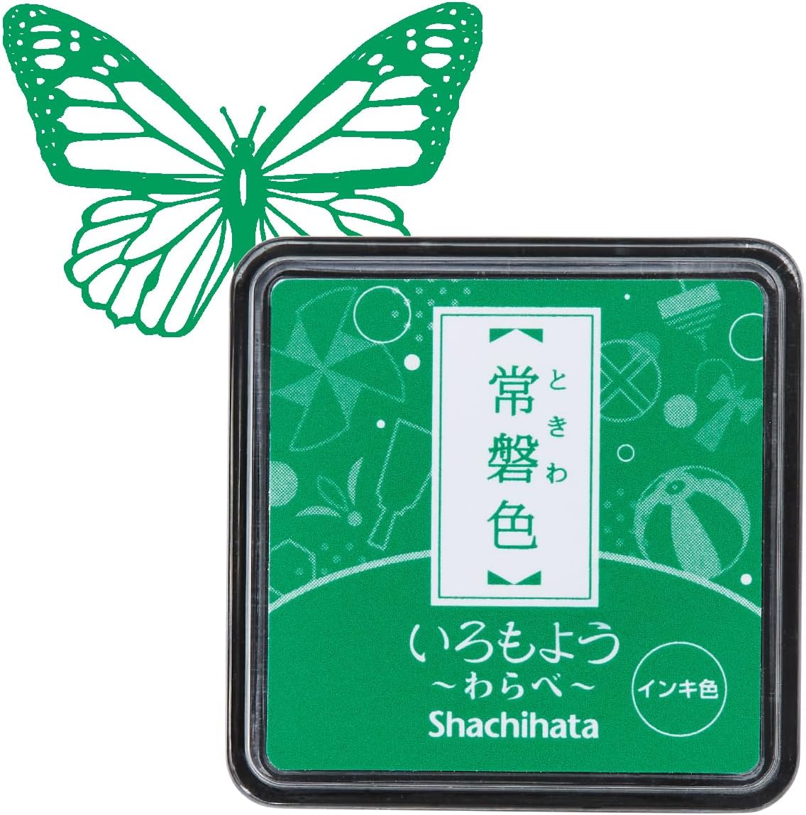 IROMOYO WARABE Stamp PAD, Small Traditional Japanese Ink Colour, Oil-Based Ink pad - Green