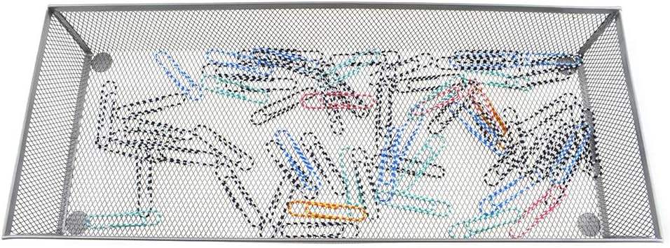 HAHIYO Stackable Mesh Tray Cup 15 x 6 x 2 inches Sturdy Container for Desk Drawer Organizer Collection for Home Office School kitchen Soft Foam Feet No Sharp Edges 1 Pack Silver