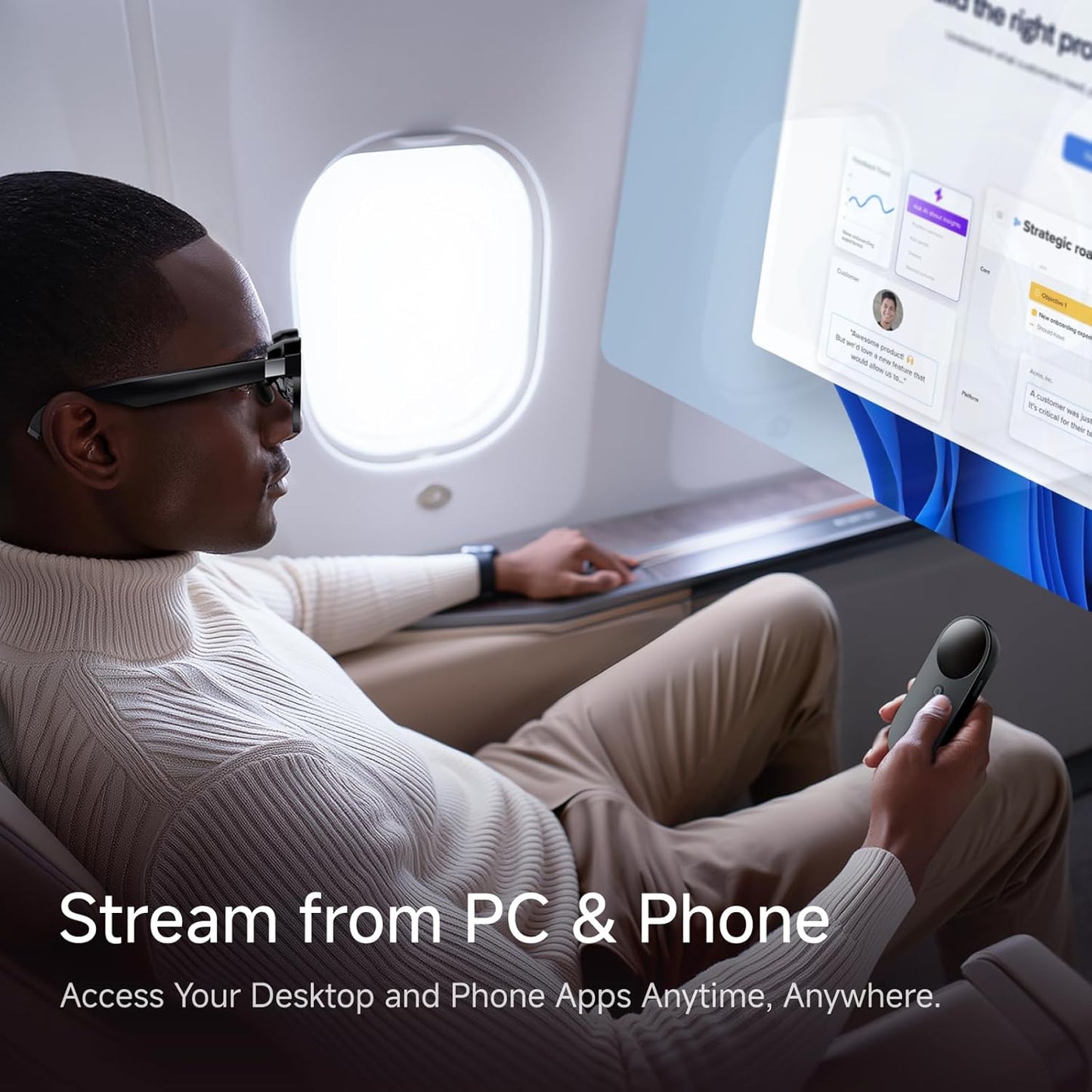 INAIR Pod｜AR Glasses Dual-Function Host Unit & Mouse | 6-Screen Expansion | PC Streaming | 3DoF Spatial Hovering Technology (Anti-Dizziness) for Entertainment & Office Work