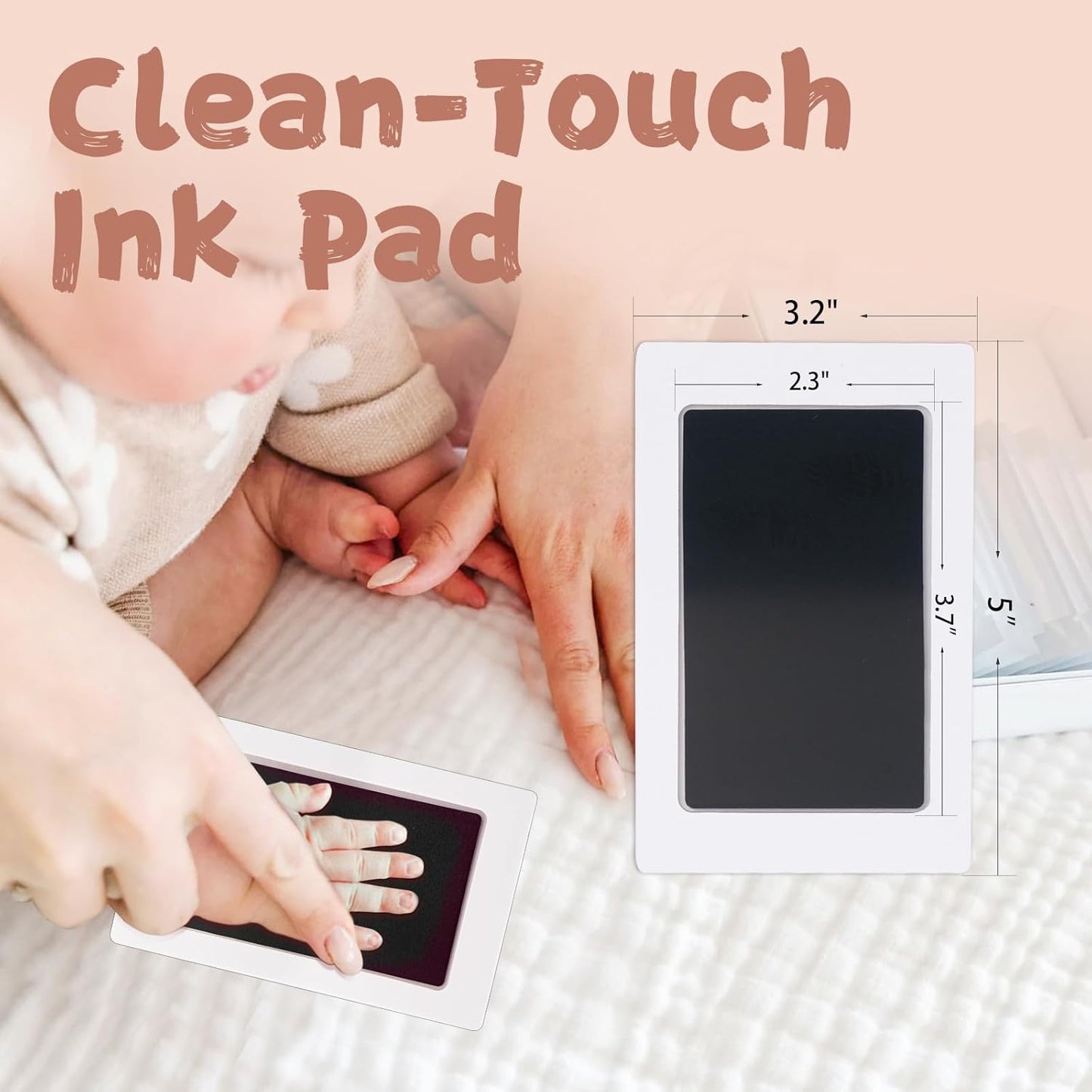 Inkless Baby Hand and Footprint Kit,Clean-Touch Ink Pad Kit,Safe No Mess Printing Infant Hand Foot Stamp,1 Pack Newborn Inkless Print Pads Best Keepsake or Gifts for Family