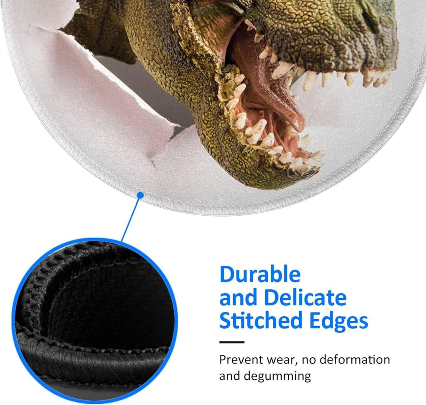 Dinosaur White Mouse Pads Mousepad, Anti-Slip Rubber Mouse Mat Desk Pad for Gaming Office Laptop Computer