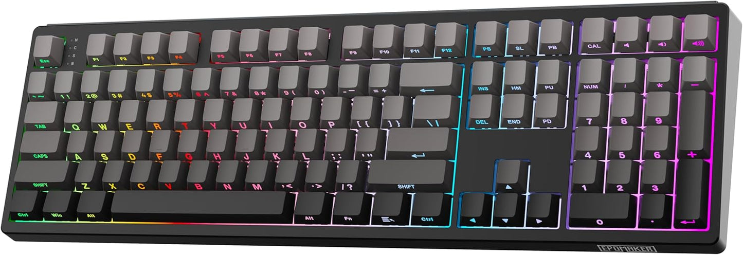 EPOMAKER TH108 Full Size Mechanical Keyboard, Wireless Gaming Keyboard with 8000mAh Battery, Creamy Gasket, 108 Keys, Hot Swap, Custom Driver, RGB Backlight (Black, Creamy Jade)