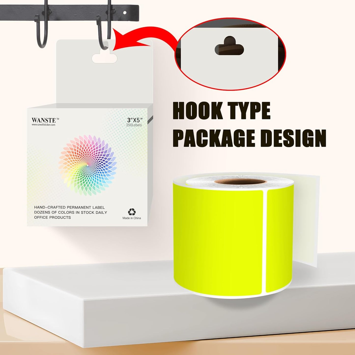 3 x 5 Inch 250Pcs Rectangle Color Coding Stickers,Strong Adhesion Easy to Write Label for Moving,Box Organization,Inventory,Business,Fluorescent Yellow