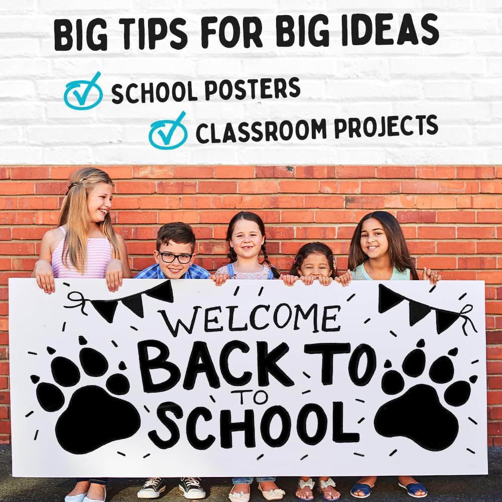 4 Jumbo Black Poster Markers - 15mm Fat Acrylic Paint Markers for Wood, Rock Painting, Plastic, Glass, Metal, Walls, Fabric - Large Thick Permanent Paint Pens for Signs, Board, Teachers