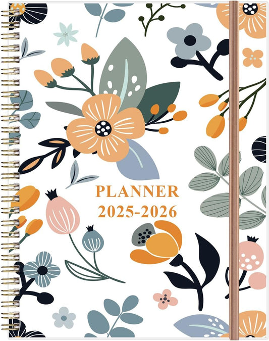 2025-2026 Planner - Academic Planner 2025-2026 from July 2025 to June 2026 with 12 Monthly Tabs, Flexible Cover, Inner Pocket, 8.5" x 11", Rose Flowers