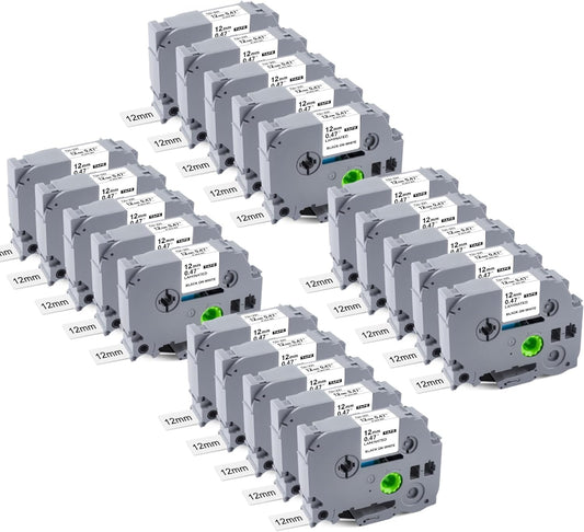 20Pk TZe-231 Tapes Replacement for Brother P Touch Label Tape TZe/TZ Tape 12mm 0.47 Laminated White TZe231 Compatible with Brother PT-D210 D220 D400 H110 1280 1290 1880 2040, 8m(26.2ft)