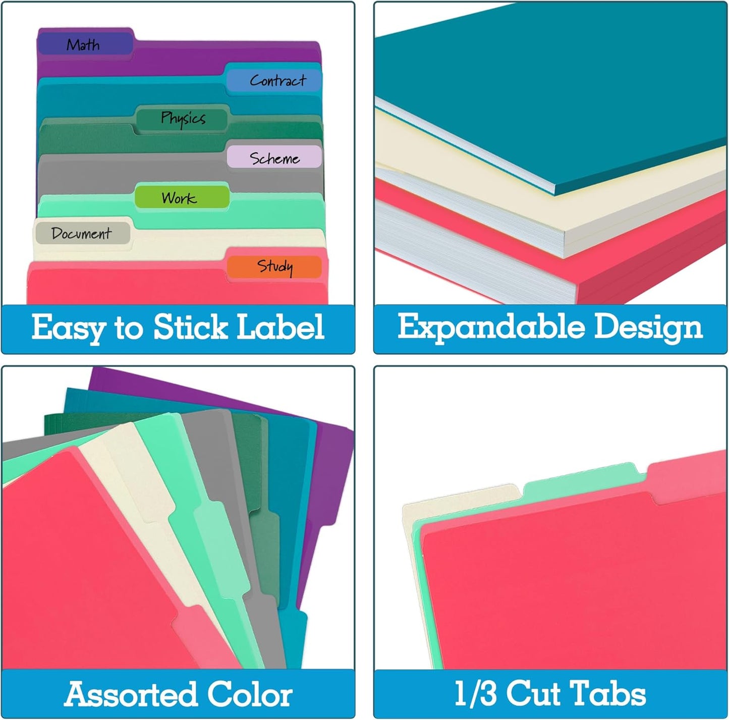 36 Packs Colored File Folders,Light Green File Folders,Two Tone Color File Folder 8.5 x 11 Inch,1/3 Cut Tabs Letter Size,Manila File Folders for Office,School and Home,Organization