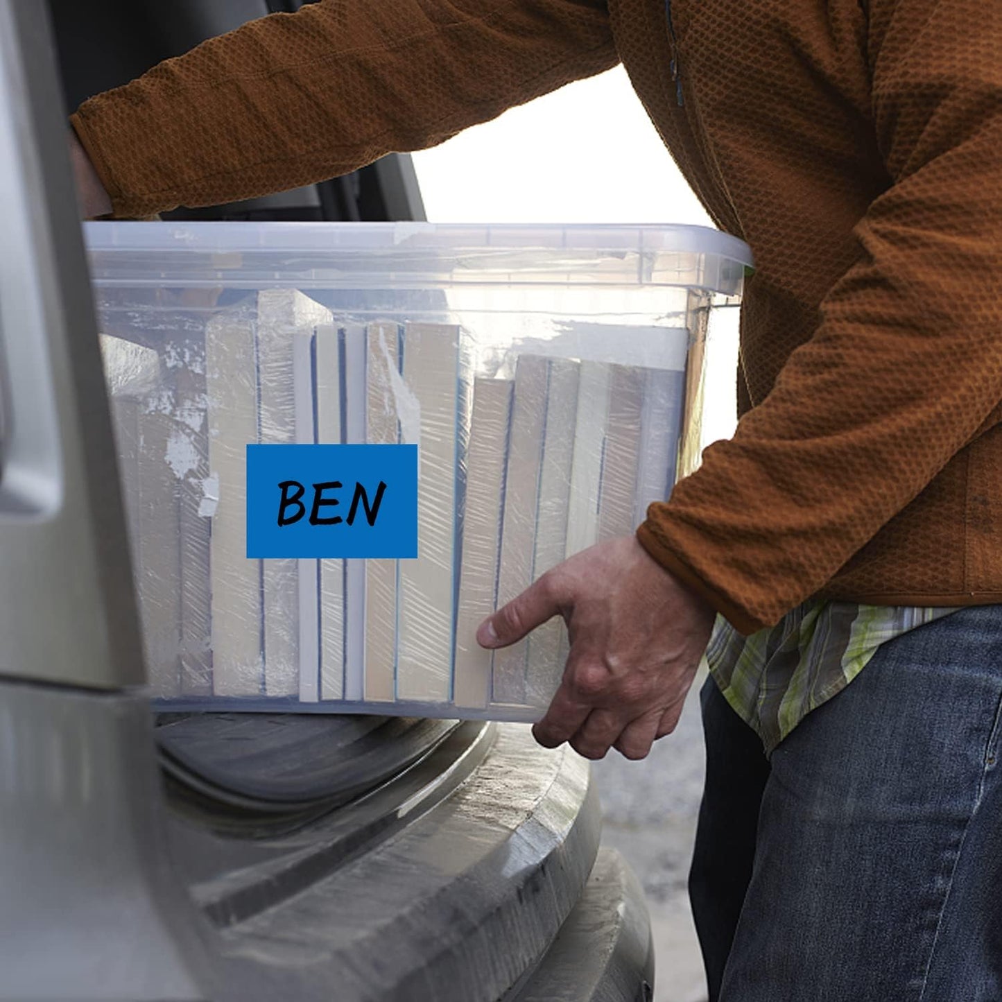 Blue Rectangle Sticker Labels 3×2 Inch Vinyl Stickers Color Coding Name Tags Roll Removable Waterproof 300 per Dispenser Box