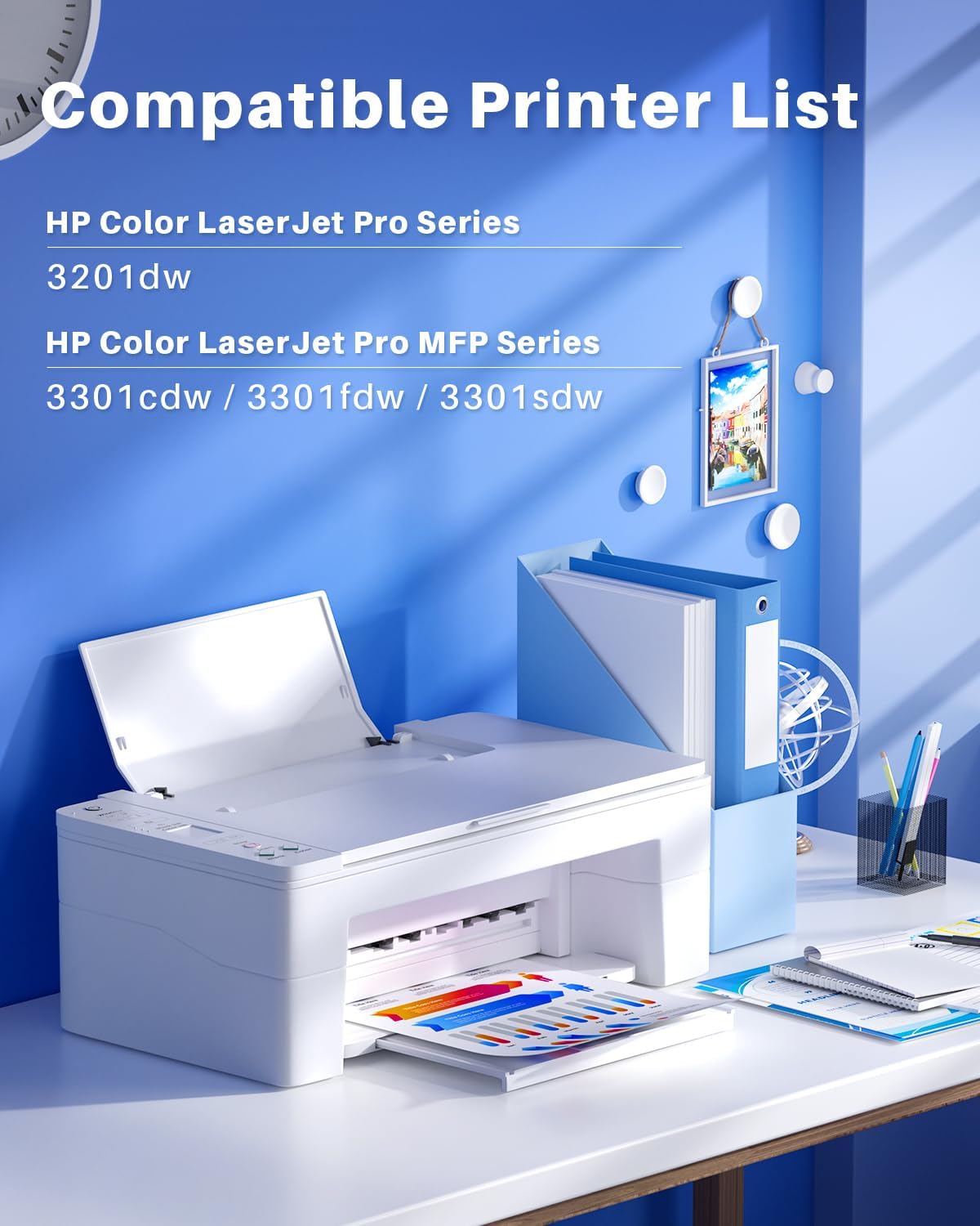 218X Toner Cartridges 4 Pack (with Chip) Compatible Replacement for HP 218X W2180X 218A W2180A Toner for HP Color Laserjet Pro 3201dw, MFP 3301cdw, 3301fdw, 3301sdw Printer (B/C/M/Y, High-Yield)