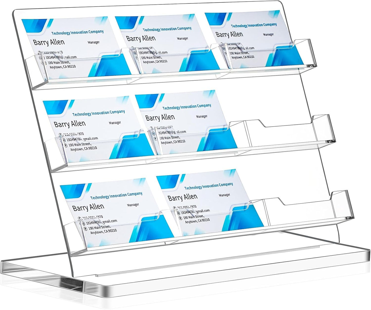 Business Card Holder for Desk 9 Slots Freestanding Acrylic Business Card Holder Display Stand Multiple Organizer for Office Meeting Exhibition Home