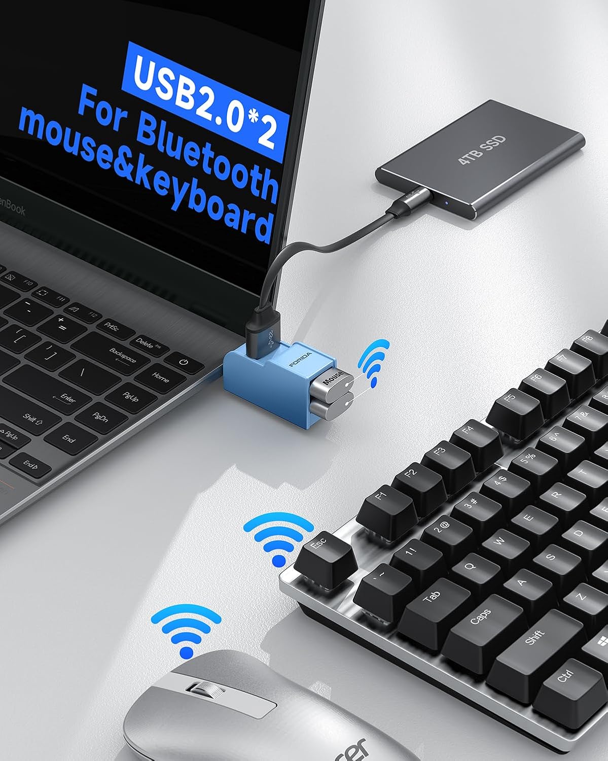 3 Ports USB 3.0 Adapter, USB Hub with 1 USB 3.0 and 2 USB 2.0 Port, Portable USB Port Splitter for Keyborad, Mobile Hard Disk, U Disk, Camera, Mouse,etc (Blue)