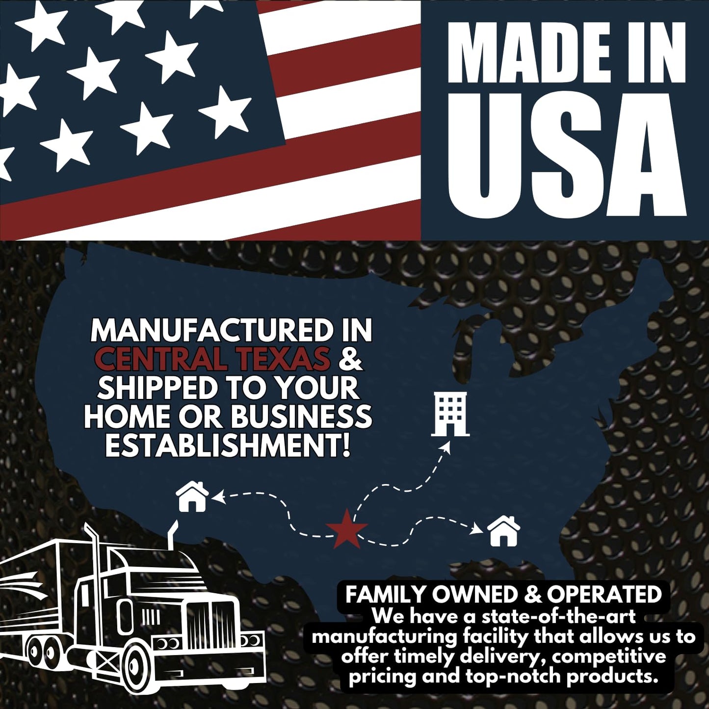 32-Gallon Heavy-Duty Punched Steel Round Trash Receptacle, Commercial Outdoor Waste Bin with Liner & Black Flat Top Lid – Made in America (Textured Gold Vein)