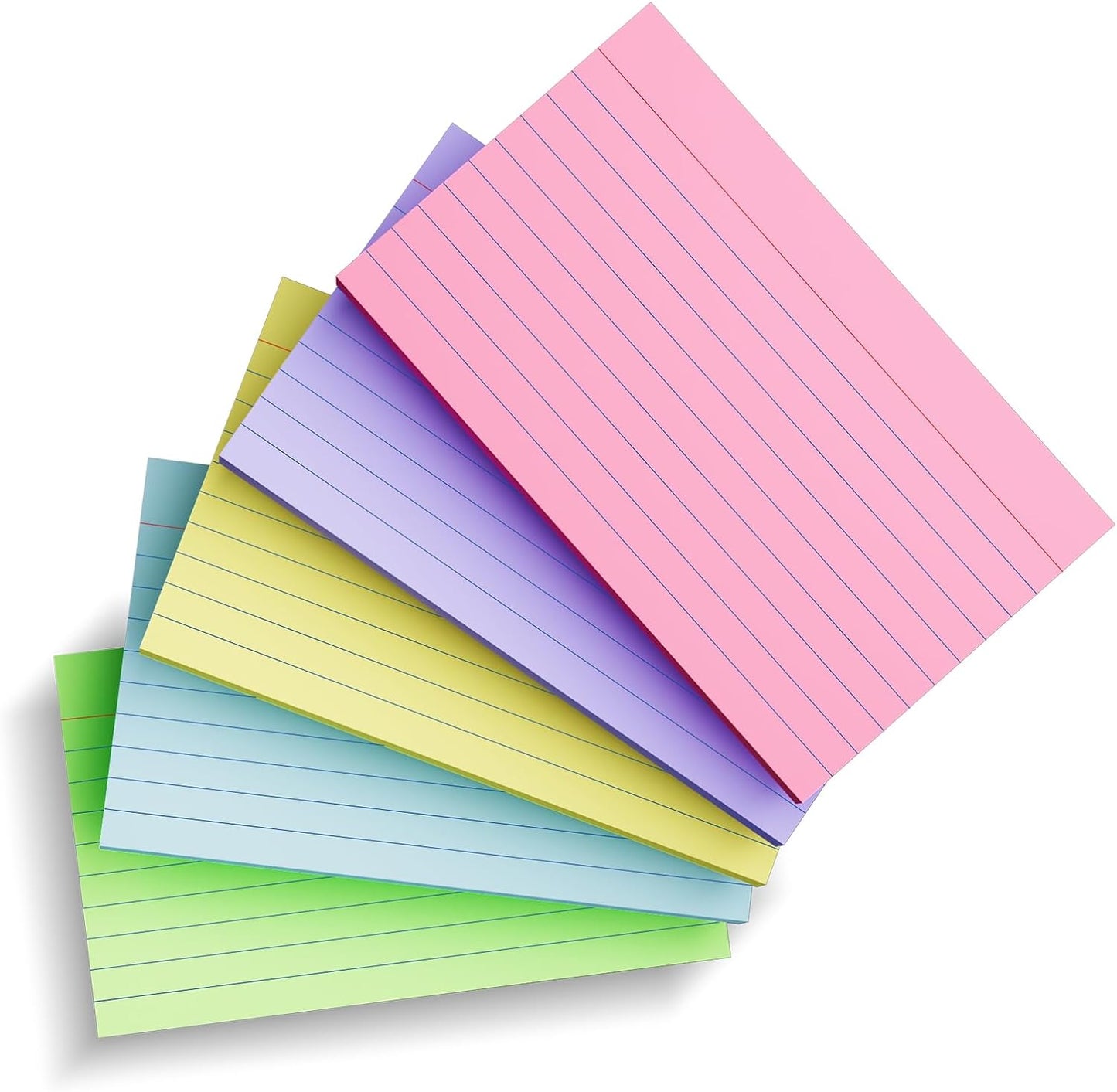 250 Count Index Cards 3x5 Inch 180gsm Heavy Weight Colored Flash Card (50 Sheets Each), Note Taking for Students, Teachers, Professionals, Study Note Cards for Office Home School