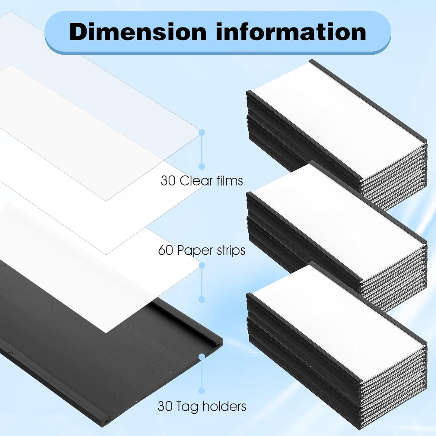 30 Pcs C Channel Magnetic Label Holder 4 x 2 inches with White Card Inserts Clear Plastic Protectors Shelf Labels with Magnets Name Tags Magnetic Tool Labels for Metal Whiteboard Rack