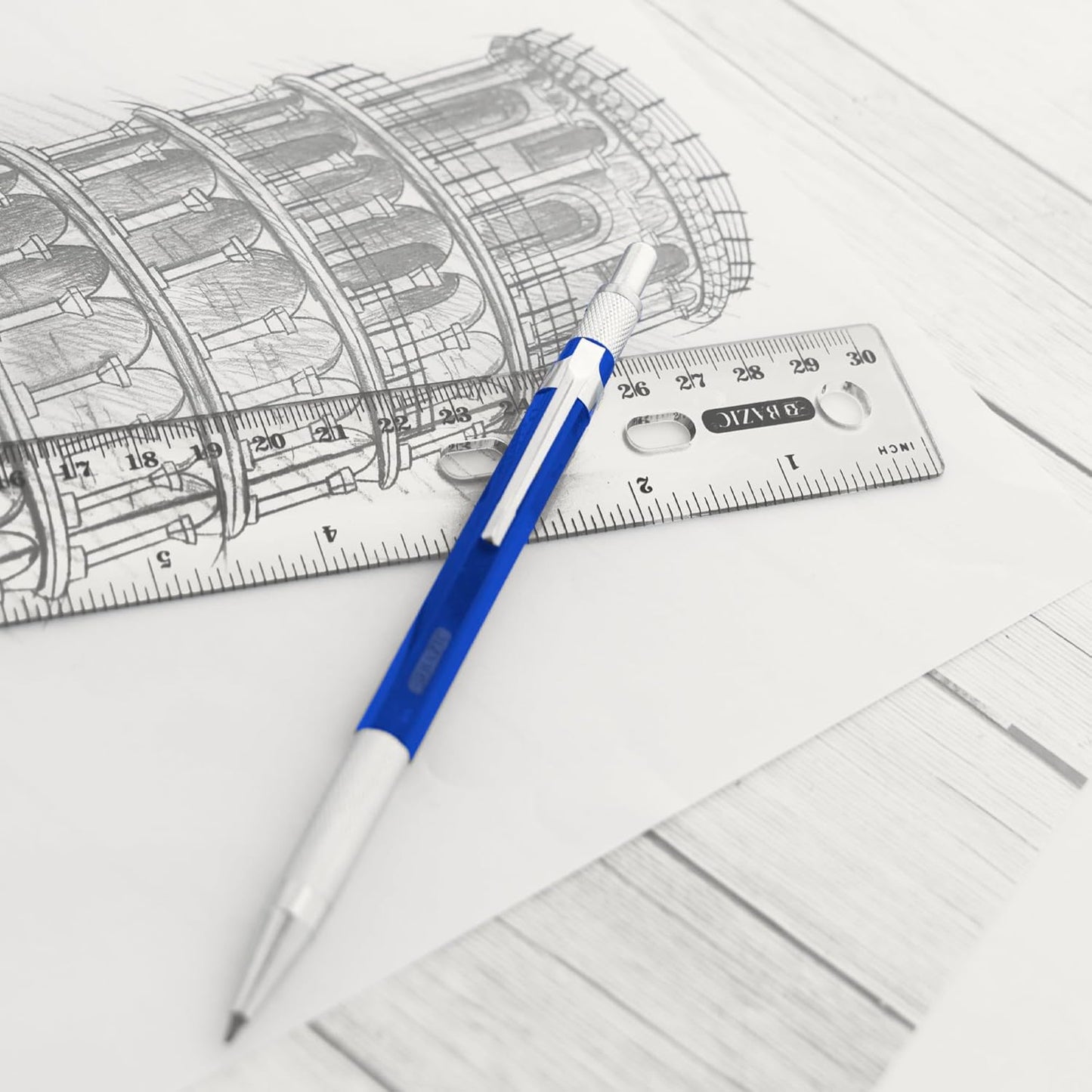 BAZIC Plastic Clear Rulers 12 inch (30cm), Inches Centimeter Metric Ruler Measuring Long Ruler, Straight Edge Ruler for Students School Supplies, 1-Pack