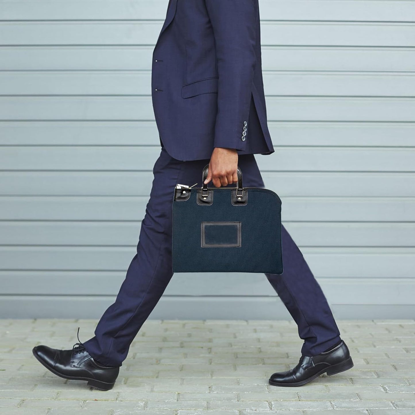 Fire Resistant Security Money Bag with Lock, Water Repellent, Safe Storage, Protects Important Valuables, 15 x 11 Inch (Navy Blue)