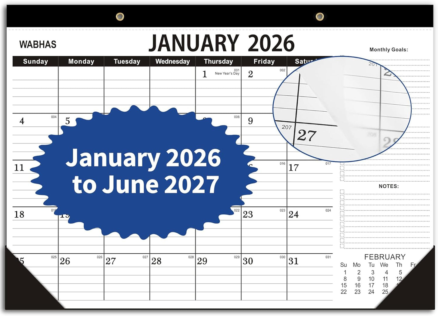 Desk Calendar 2026,January 2026 to June 2027,2026 Desk Calendar with to-do list,Calendar 2026-2027-18 Months,2026 Calendar 17" x 12" for Home or Office.