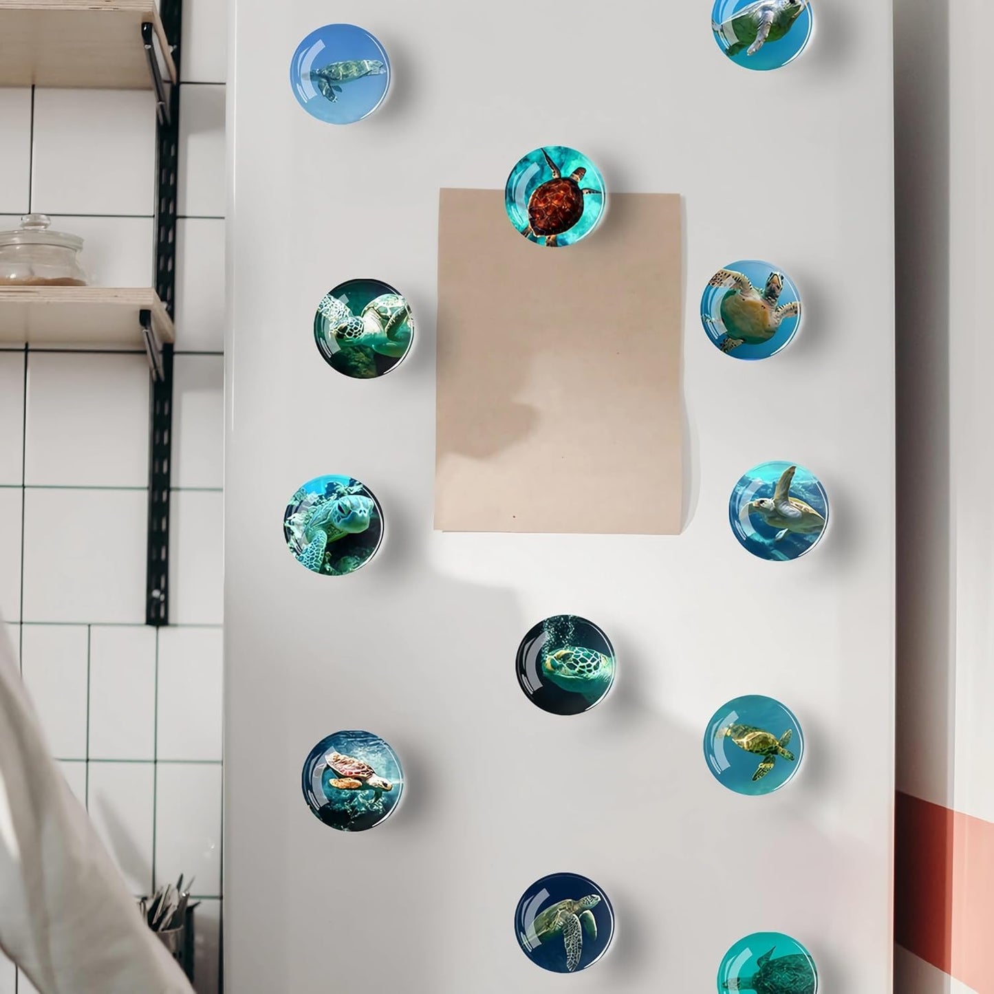 12Pcs Glass Refrigerator Magnet Fridge Sticker,Turtle Fridge Magnets Decoration for Crafts,Strong Fridge Magnets for Kitchen, School,Office Whiteboard, Cabinet and Dishwasher