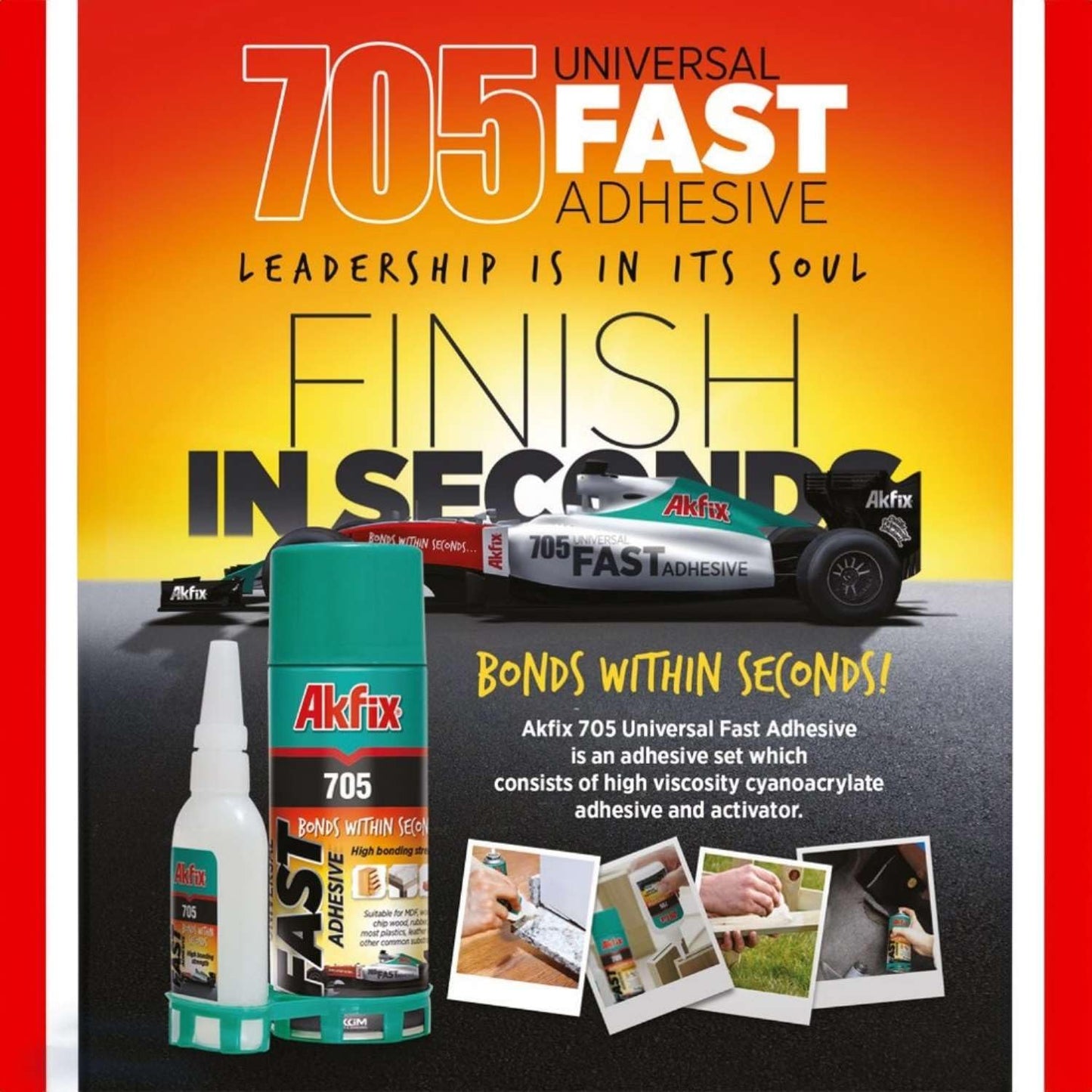 Akfix 705 Super CA Glue (2 X 0.7oz) with Spray Activator (2 X 3.38 floz) and 0.7 oz Thin CA. Wood, Metal, Plastic, Leather, Crafts. Clear CA Glues