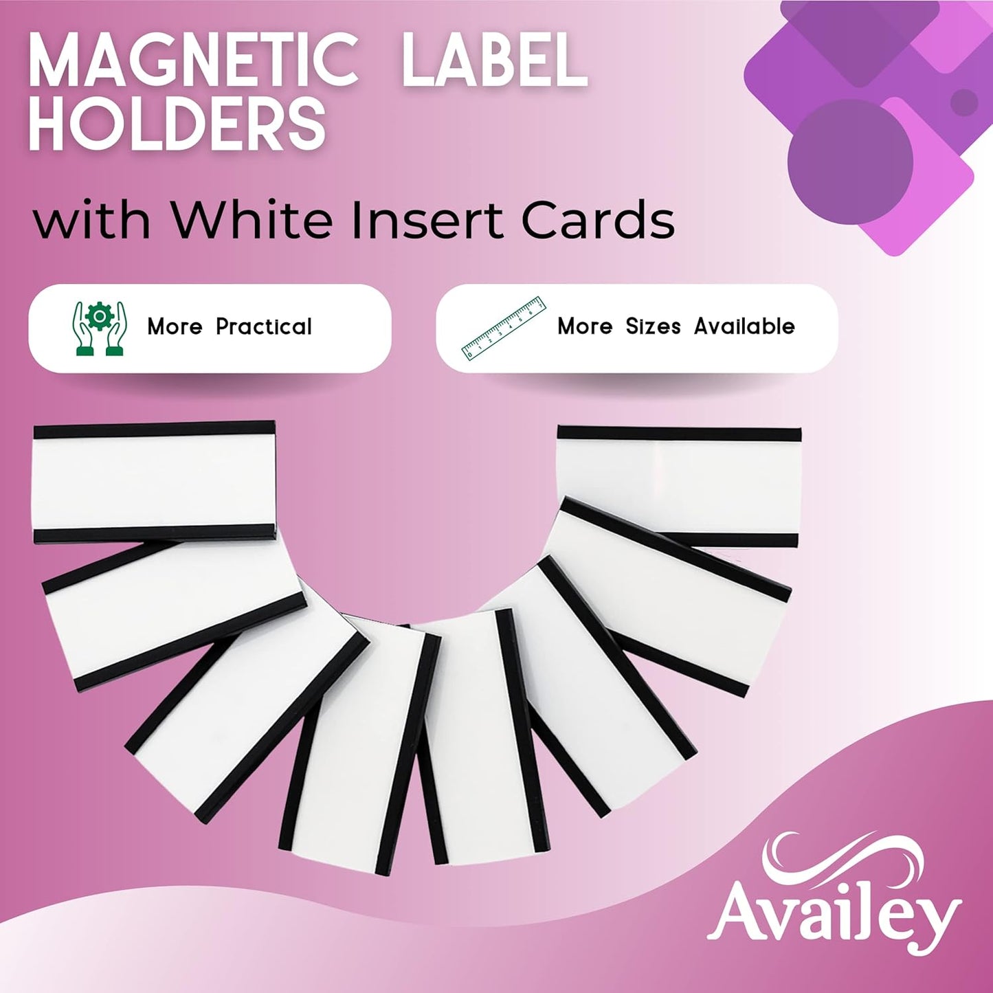 Availey 60 Pack Magnetic 'C' Channel Label Holders for Metal Racks and Shelves with Protective Films and Replacement Strips 2" x 1"