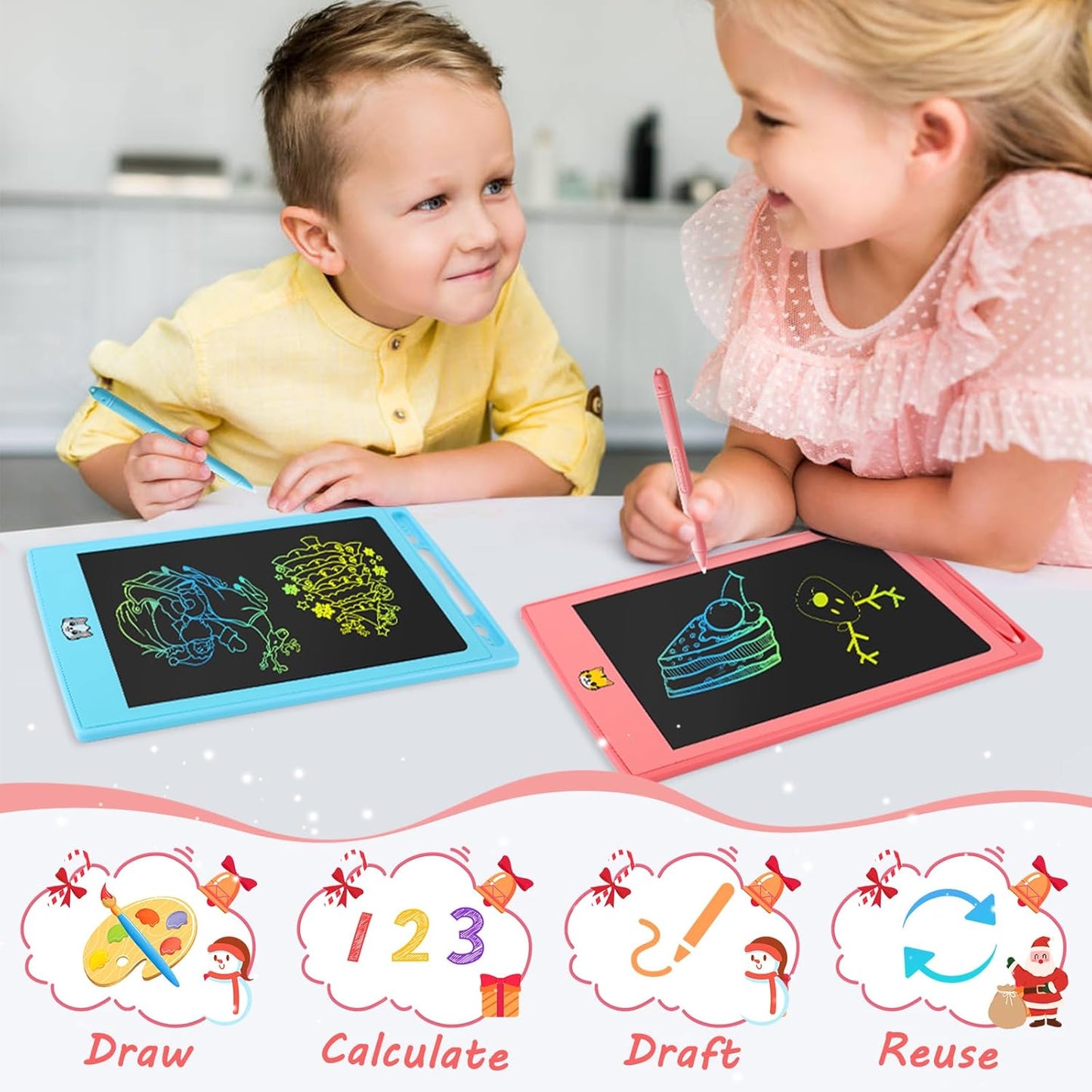 2 Pack LCD Writing Tablet for Kids, Preschool Toys for Twin Girl Boy Baby, Toddler Drawing Board Toy for Ages 3 4 5 6 7 8 Years Old, Birthday Christmas Basket Stuffers for Kids