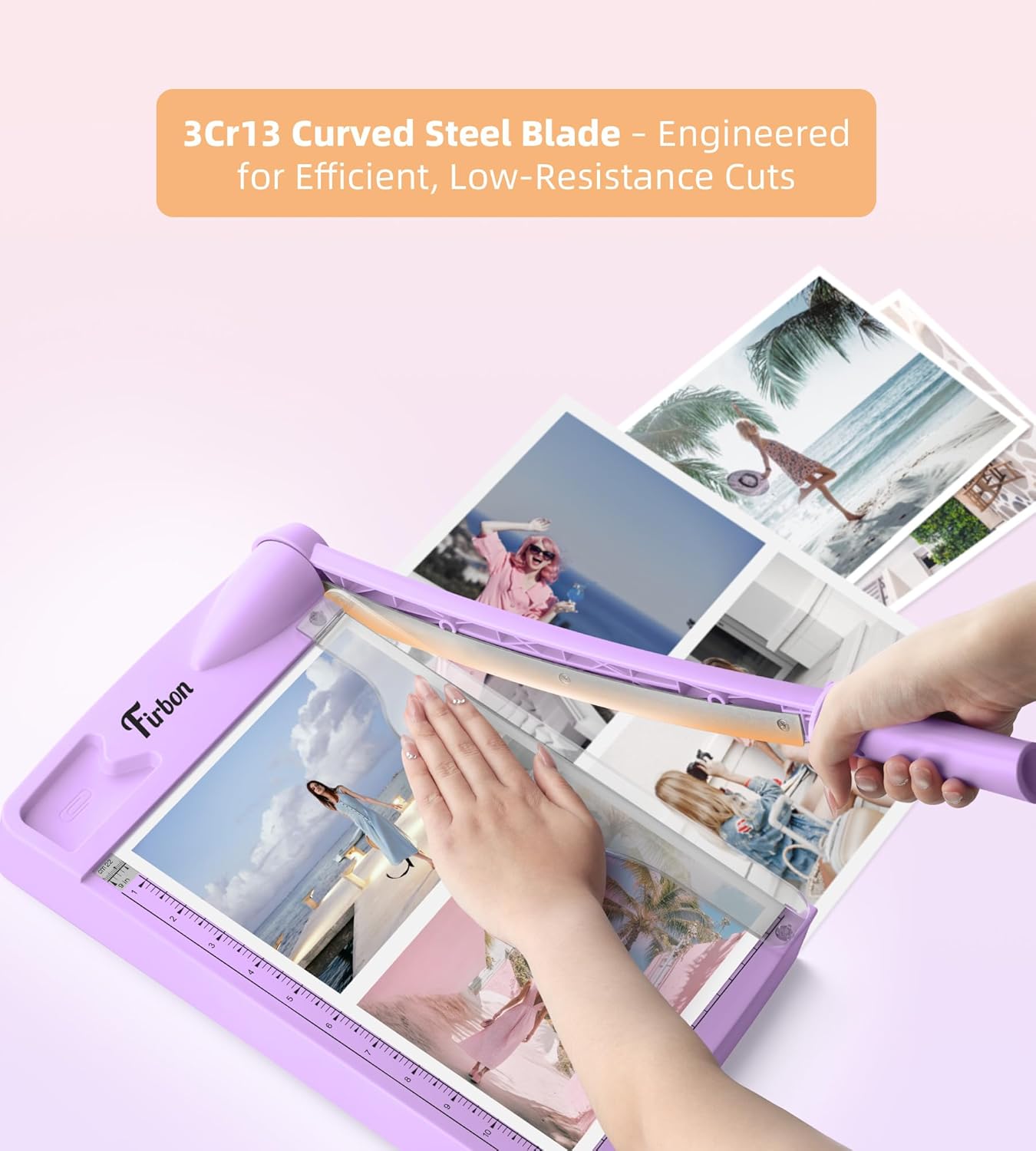 Firbon 12" Guillotine Paper Cutter, Heavy Duty 12-Sheet Capacity Trimmer for Cardstock, Photos, Scrapbooking, Office, Classroom, Studio (Purple)