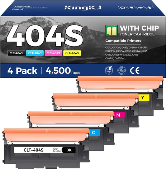 CLT-404S 404S Toner Cartridge 4-Pack High-Yield Replacement for Samsung CLT-K404S CLT-C404S CLT-M404S CLT-Y404S Compatible with Samsung SL-C430 C430W C480 C480W C480FW C432W C433 C482FW C483FW Printer