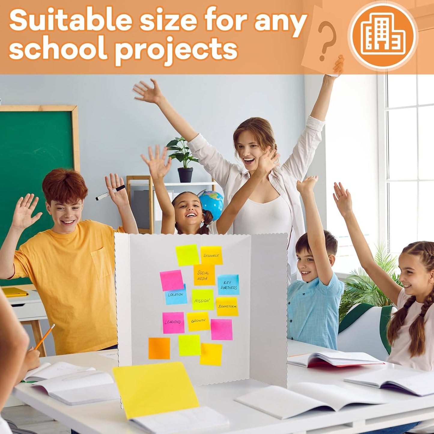 Henoyso 8 Pieces Tri Fold Poster Board Lightweight Fold Presentation Board for Science Fair Display(22 x 38 Inch,White)