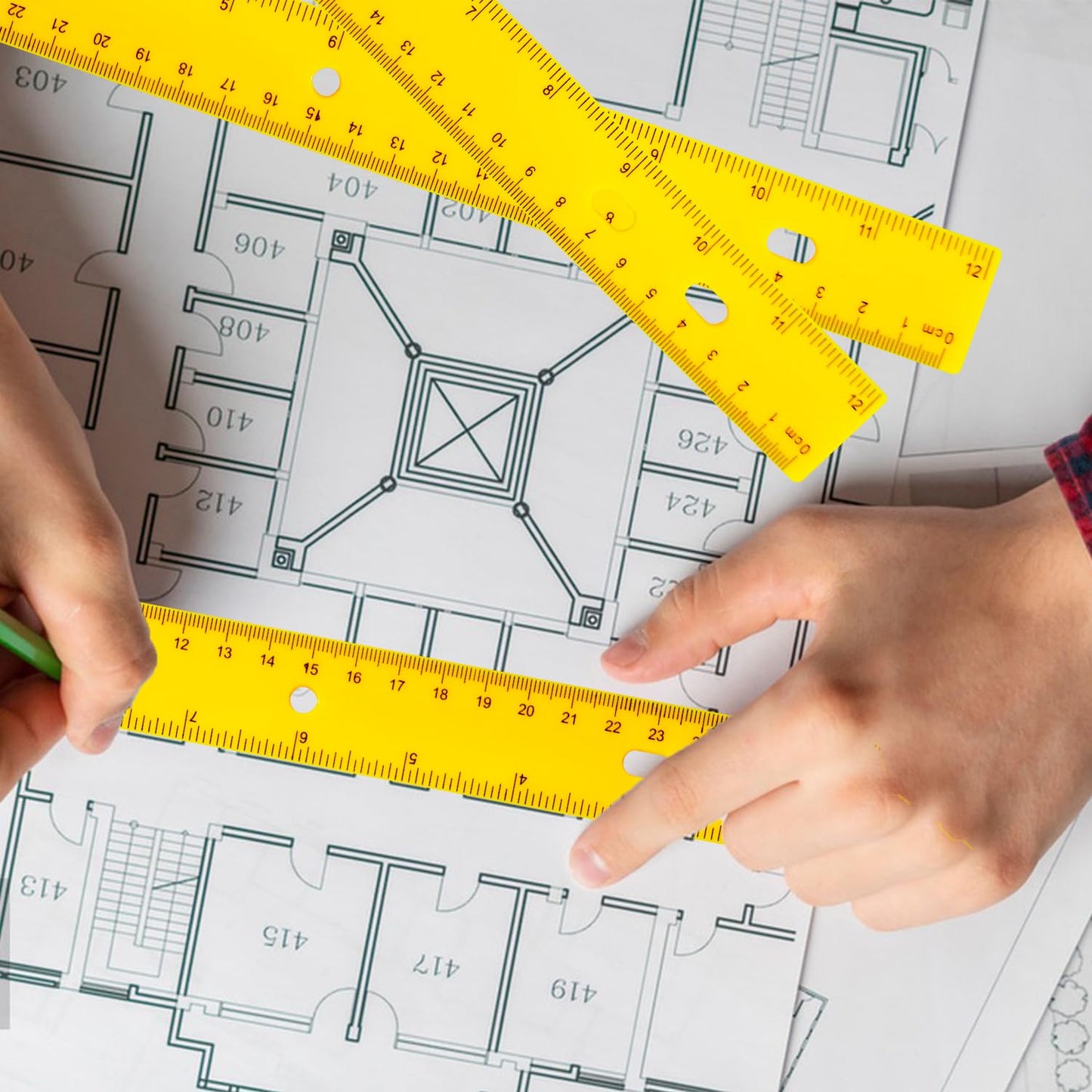 200 Pack 12 Inch Plastic Rulers Bulk, Yellow Plastic Ruler, Yellow Ruler with Dual-Scale Measurement, Easy to Store, for Home, Office, Practical Use by KUKLIPJIM