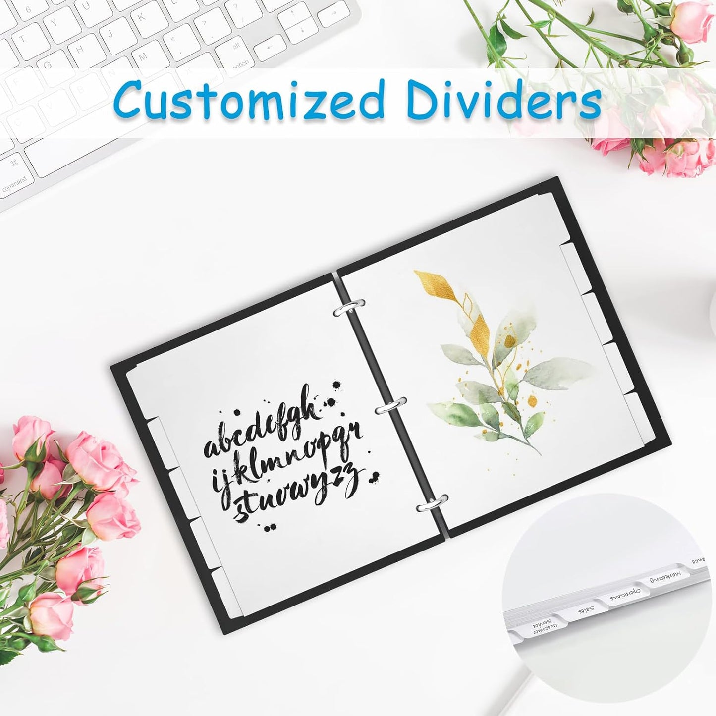 Binder Dividers for 3 Ring Binder, 1/5 Cut Tabs, Letter Size, Blank Write On Page Dividers with 5 Big Tabs for School Office Home, 8 Sets, 40 Dividers, White