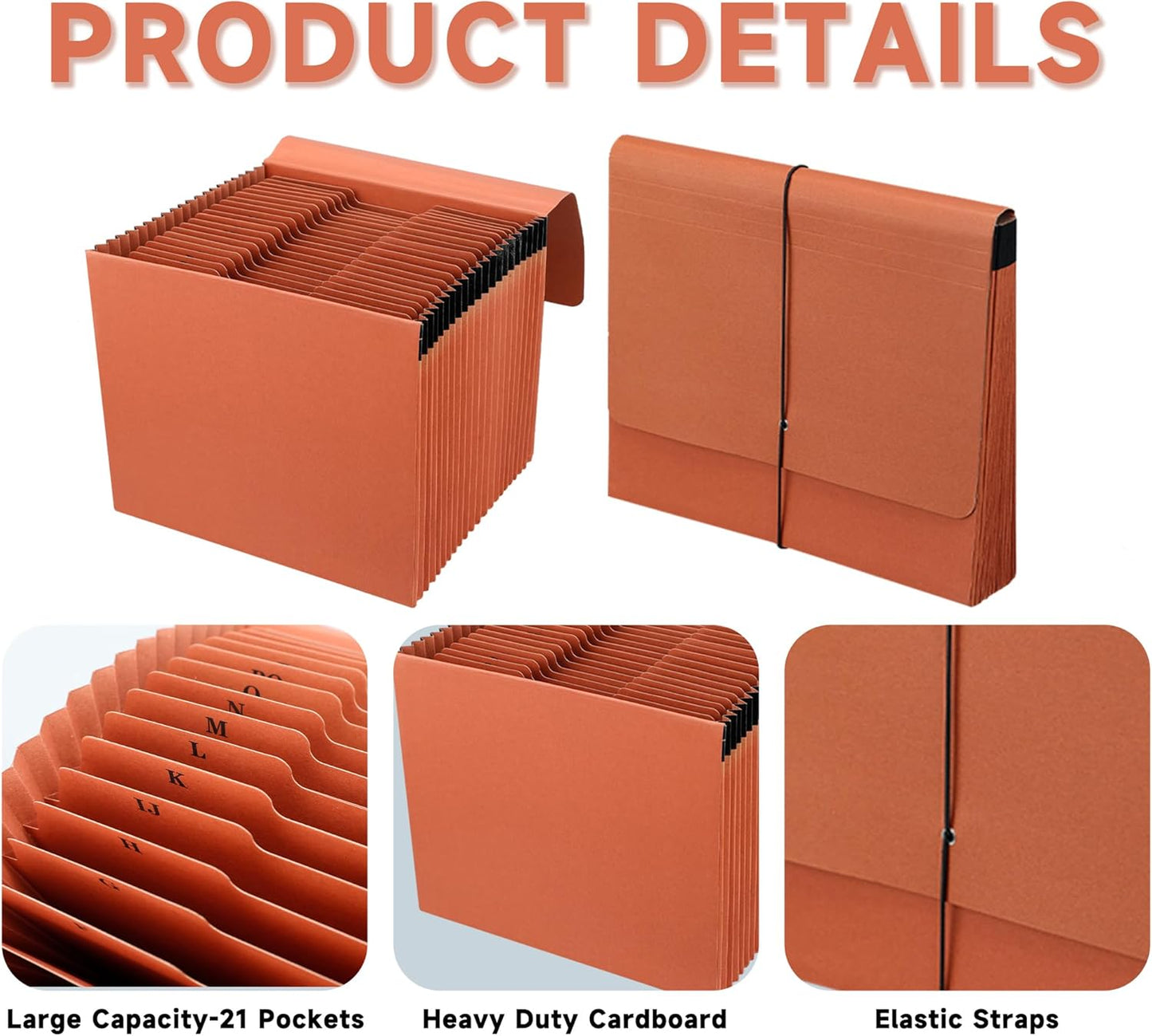 Expanding File Pockets with Cover,A-Z 21 Pockets Accordion File Organizer,Letter Size File Folder,Heavy Duty Expanding File Folder for Classroom,Home,Office and Travel