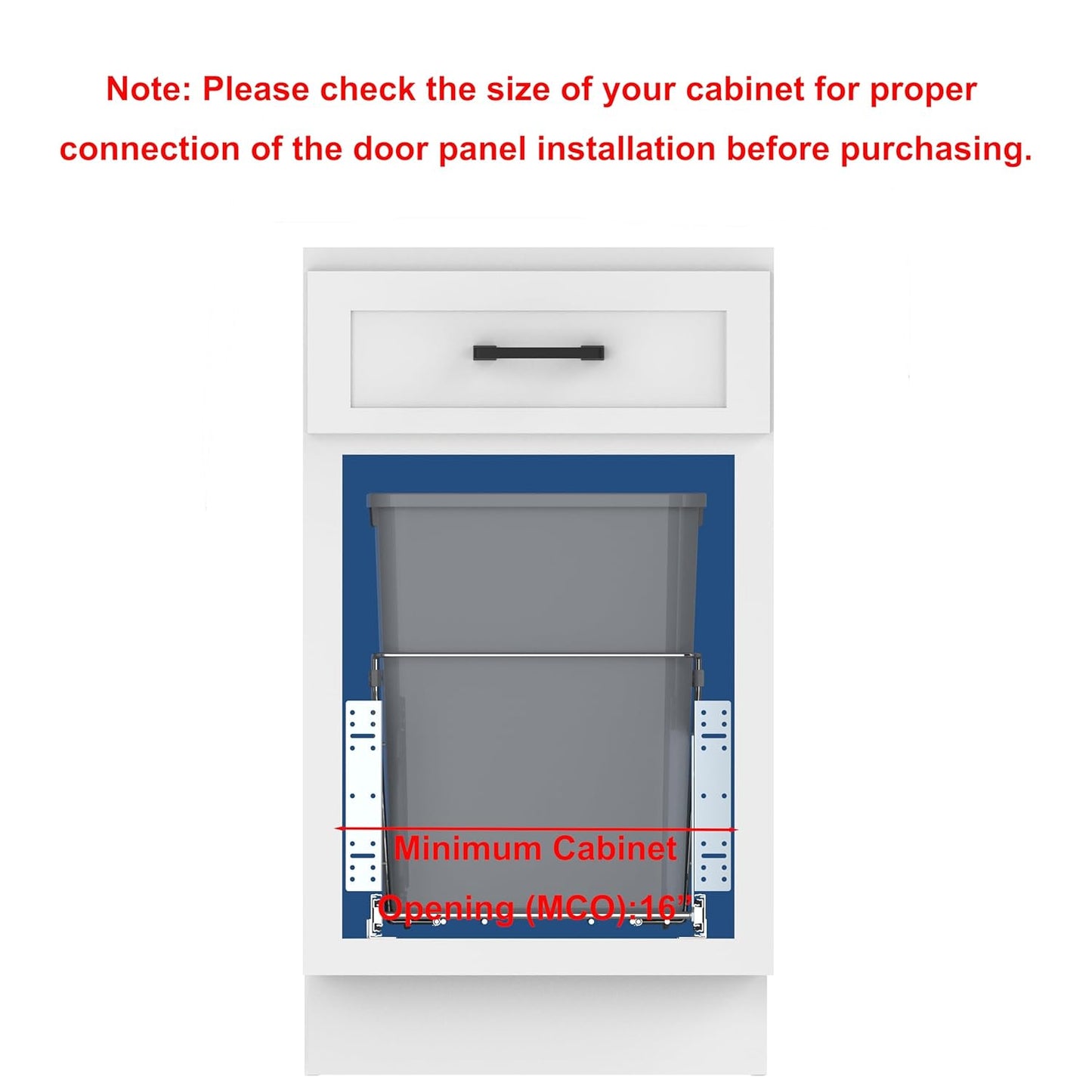 Double Pull-Out Trash Can for Under Kitchen Cabinets Include Double 35QT Trash Bin Doesn't Include Door Fittings, Bottom-Mount Recycling Bin