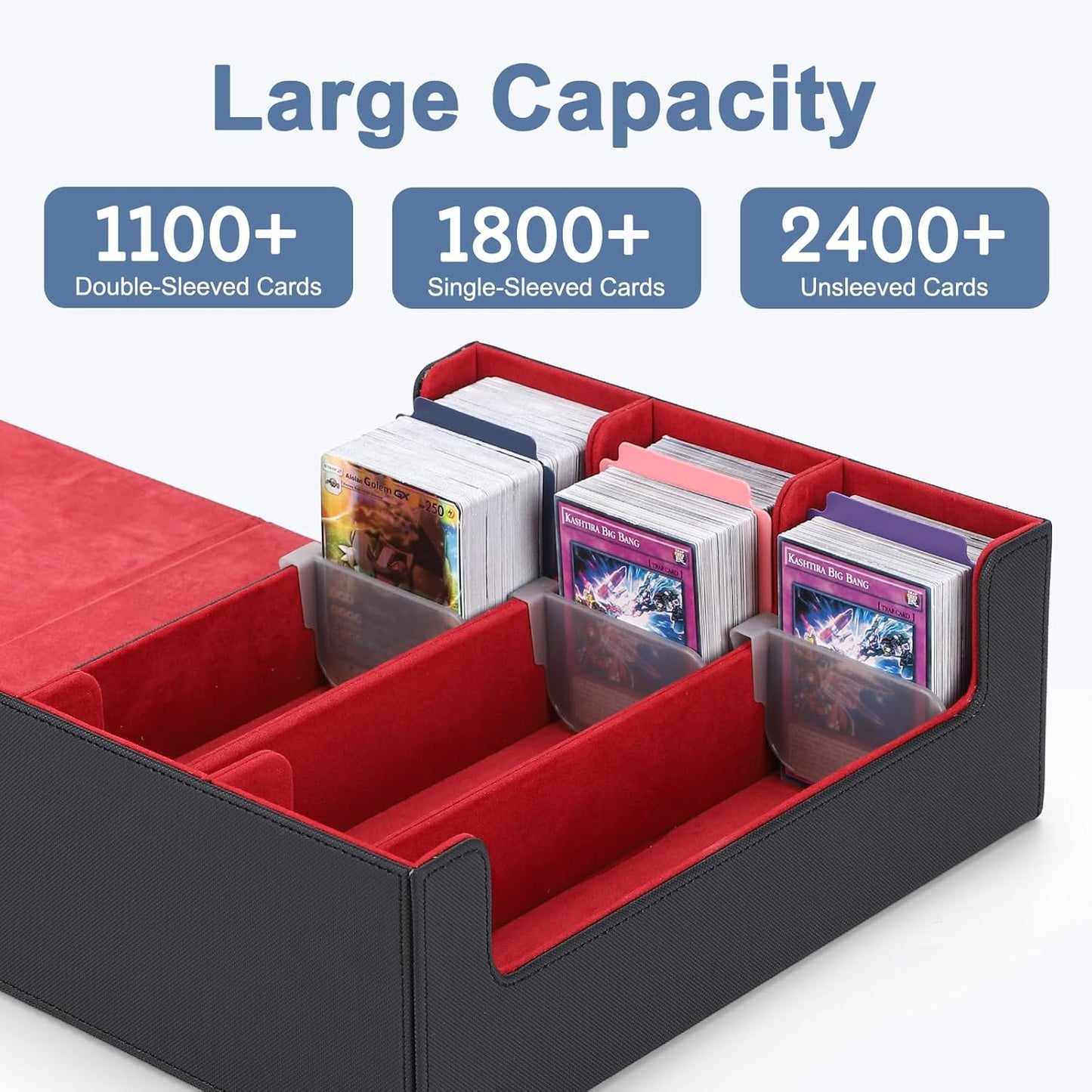 Card Deck Case for Trading Cards 1800+, MTG Card Storage Box, Leather Magnetic Closure Storage Box for Magic Commander, MTG, YuGiOh, PKM and Sports Cards