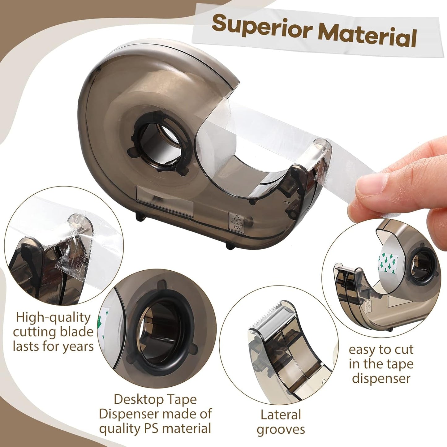 24 Pieces Handheld Tape Dispenser Desktop Adhesive Cutter Transparent Plastic Refillable Dispenser Lightweight and Portable Manual Use Adhesive Holder for Home Office Packing Gift, No Tape Included