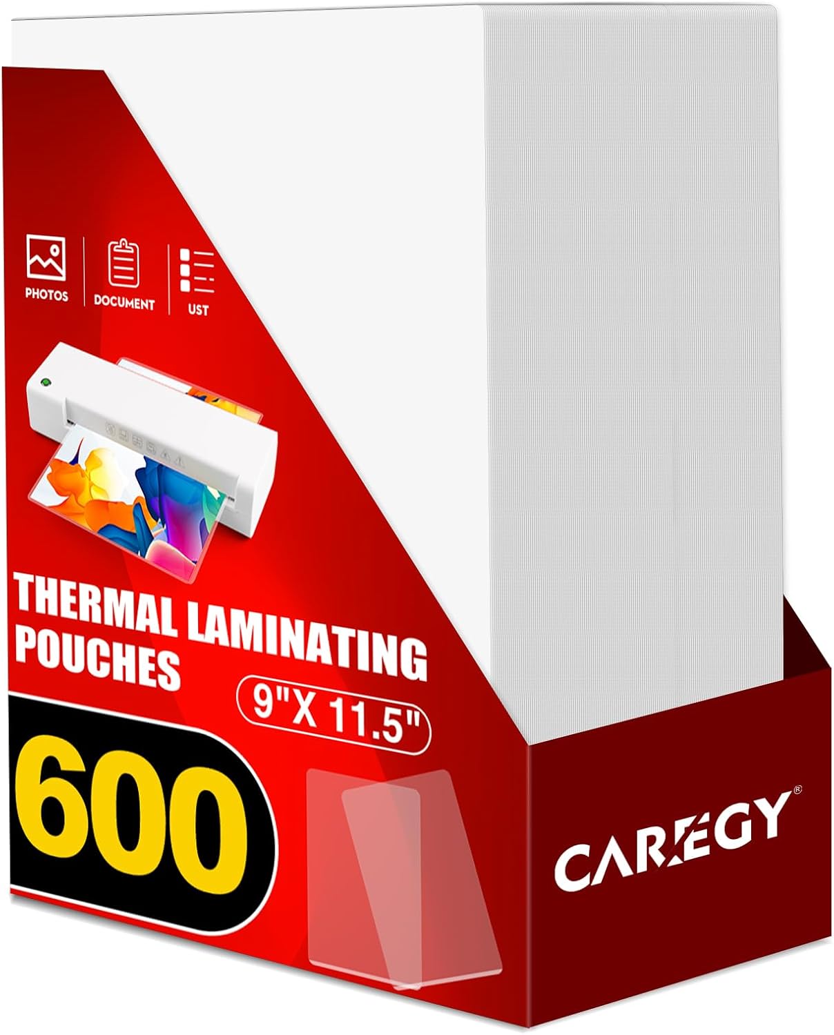 CAREGY 600 Pack Laminating Sheets,Holds 8.5 x 11 Inch Sheets,Thermal Laminating Pouches, 3 Mil, 9 x 11.5 Inches Lamination Sheet Paper for Laminator, Round Corner Letter Size
