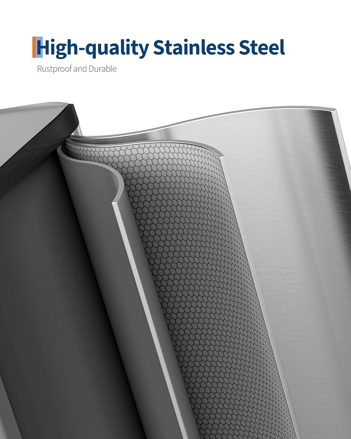 GarveeHome 2 x 10.6 Gallon Stainless Steel Double Trash Can with Lid for Kitchen, Large Dual Trash and Recycle Bin Combo, Step-on Kitchen Metal Garbage Cans, PP Inner Buckets, Liner Rim, Silver