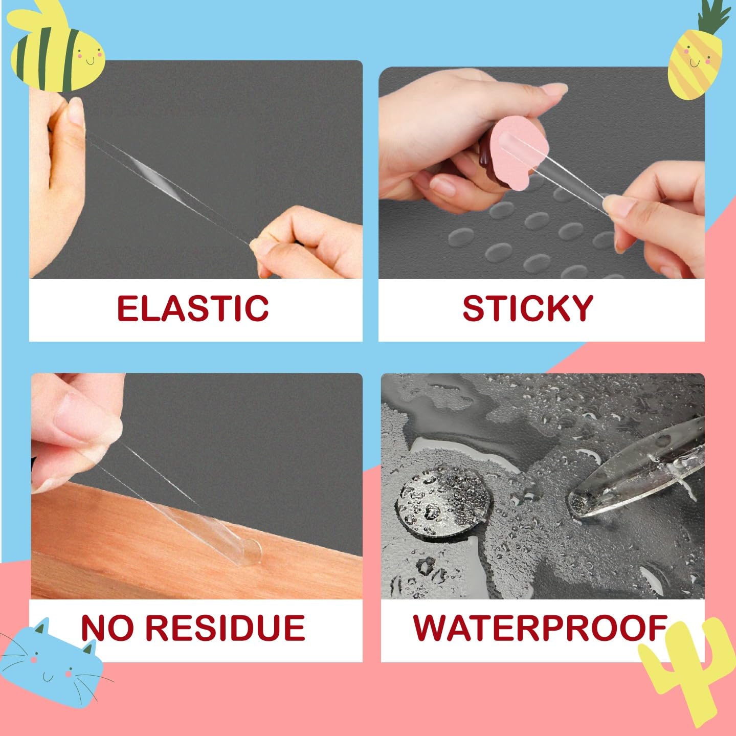 Double Sided Tape Sticky Dot Removable Putty No Trace Clear Sticky Tack Waterproof Stickers for Festival Decoration Picture Hanging Museum Wax Gel, Earthquake Putty Hanging Strips Mounting Dots