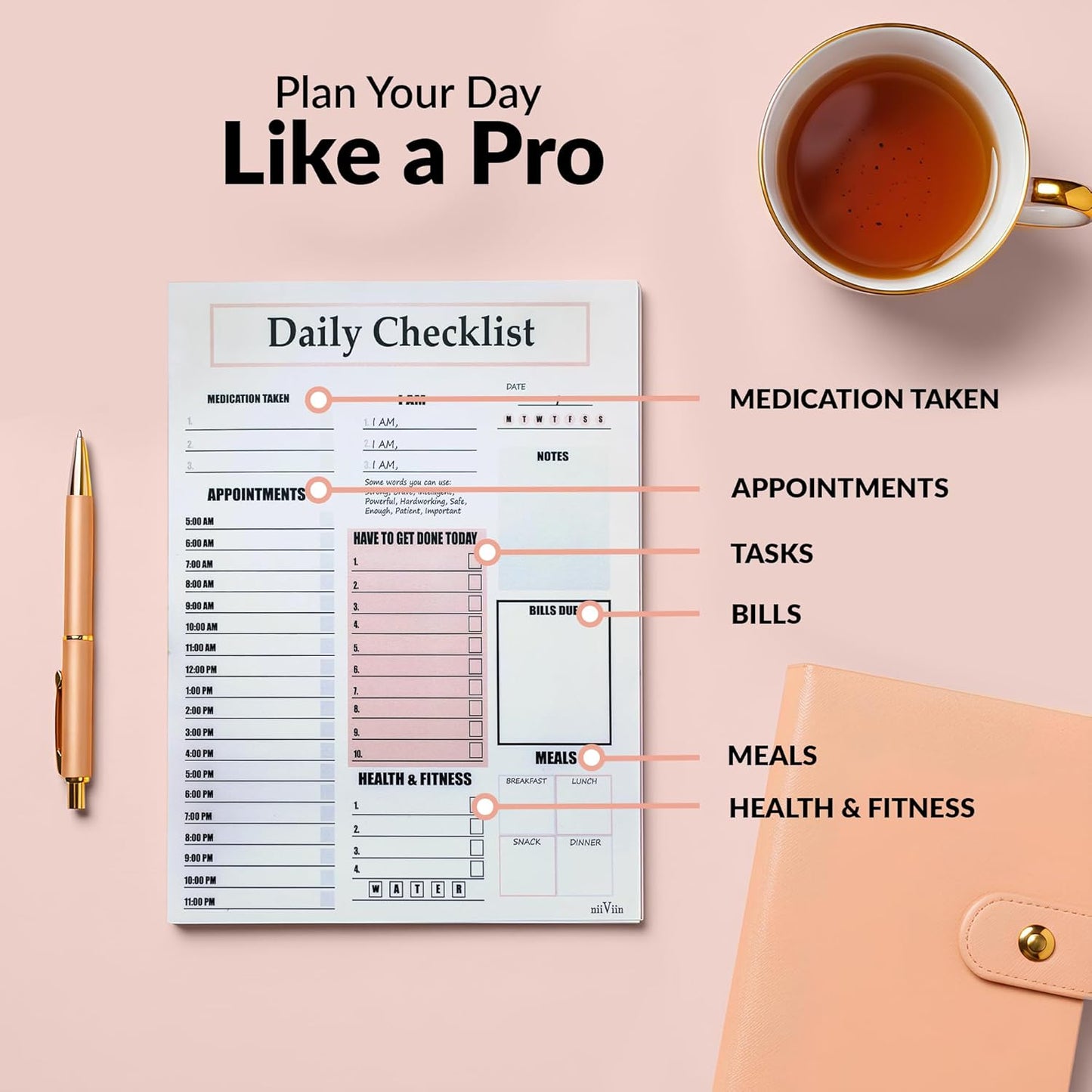 ADHD Planner for Adults & Women - 2025, 2026 Productivity Planner & Daily To Do List & Task Notepad, Neurodivergent Tools for Adults, Undated Full Focus Organization Pad with 50 Tear-Off Sheets, 8.5 x 11 Inch