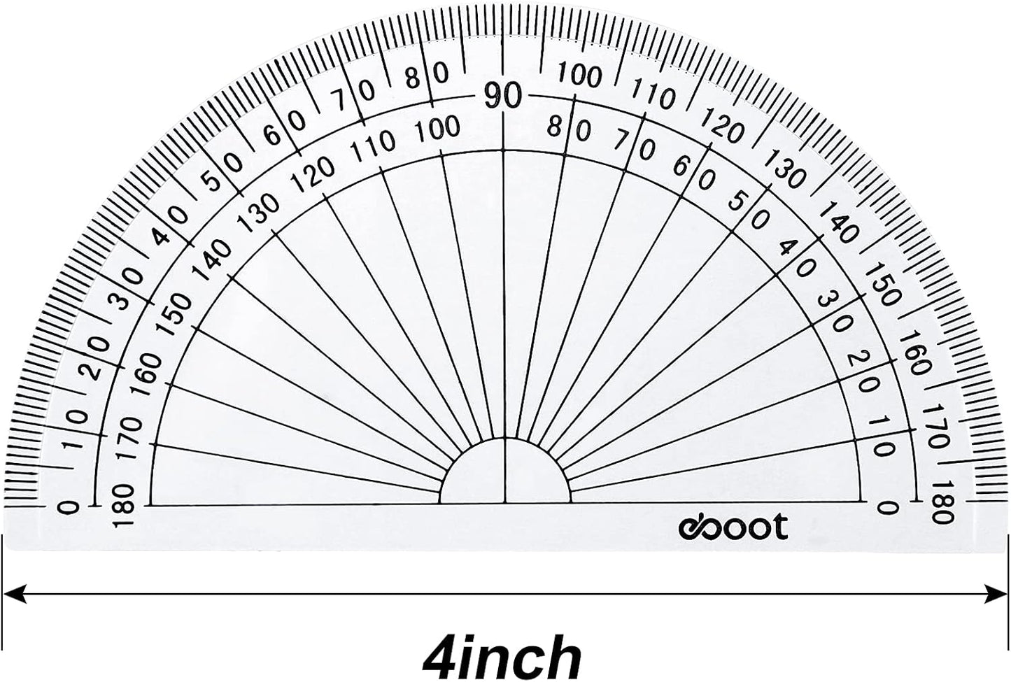 EBOOT 25 Pcs Math Protractors Plastic Protractor 180 Degrees, 4 Inches (Clear)