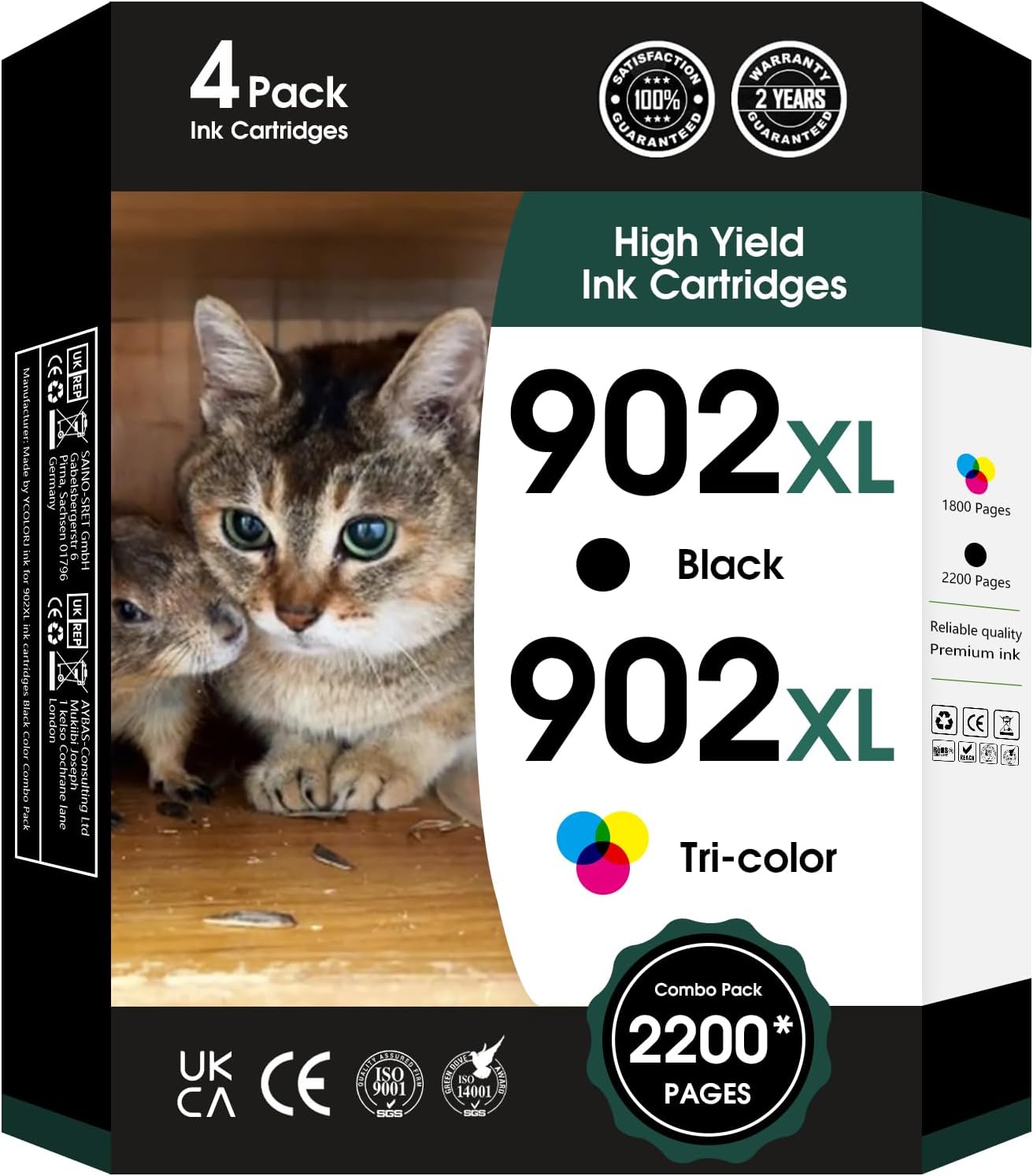 902XL 902 XL Ink Cartridge Compatible for HP 902 XL Ink Cartridges Compatible for HP OfficeJet Pro 6978 6958 6968 6962 OfficeJet 6970 6975 6960 6950 6954 6951 6956 6961 6963 6964 Printer(4PK)