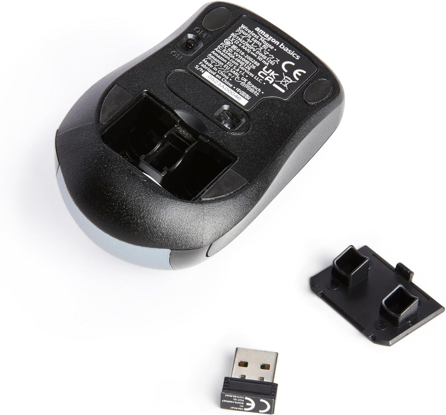 Amazon Basics 2.4 Ghz Wireless Optical Computer Mouse with USB Nano Receiver, Silver