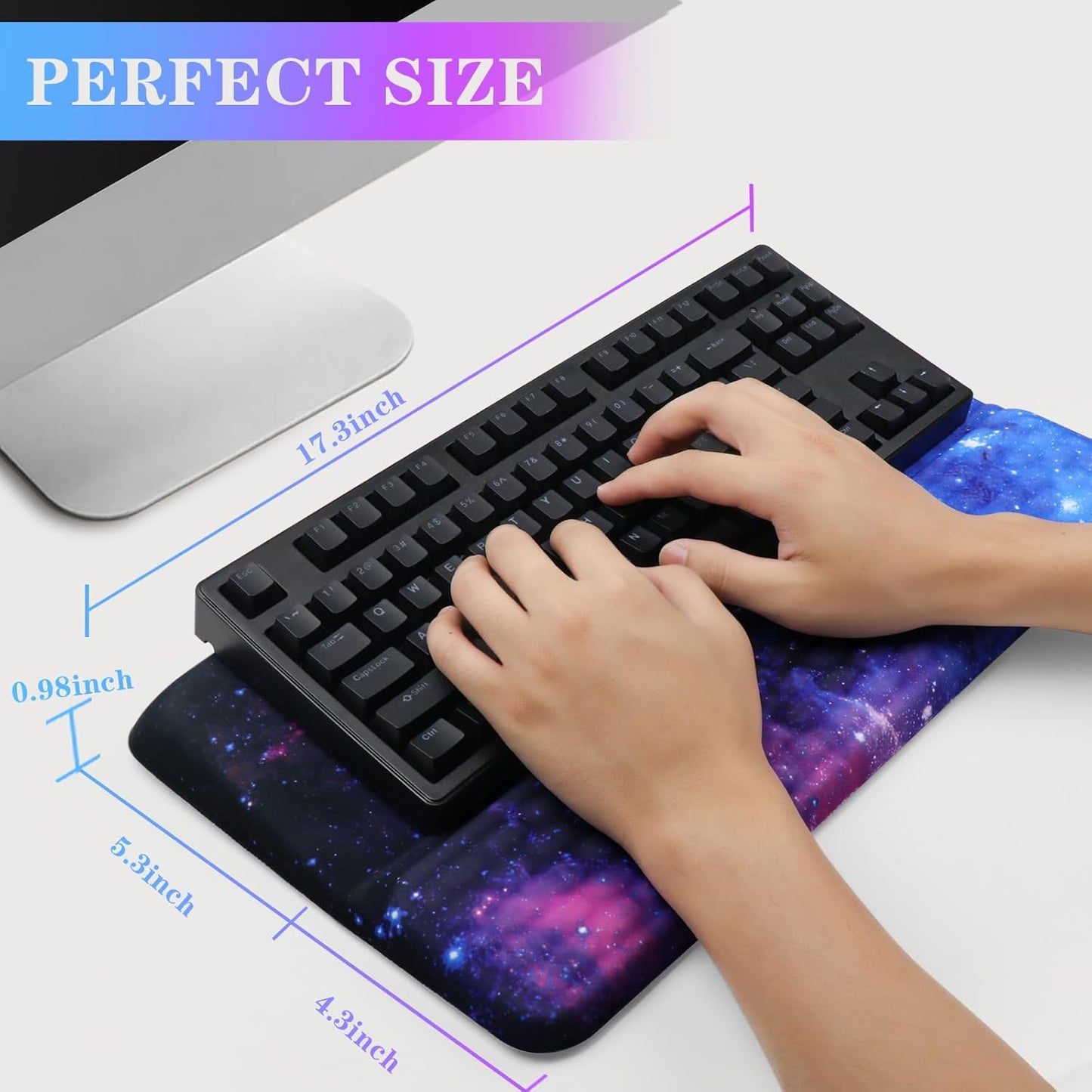 Computer Keyboard Stand with Wrist Rest, Ergonomic Tilted Keyboard Holder - Keyboard Riser with Wrist Pad - Keyboard Tray Support for Office Home - Black Starry Night